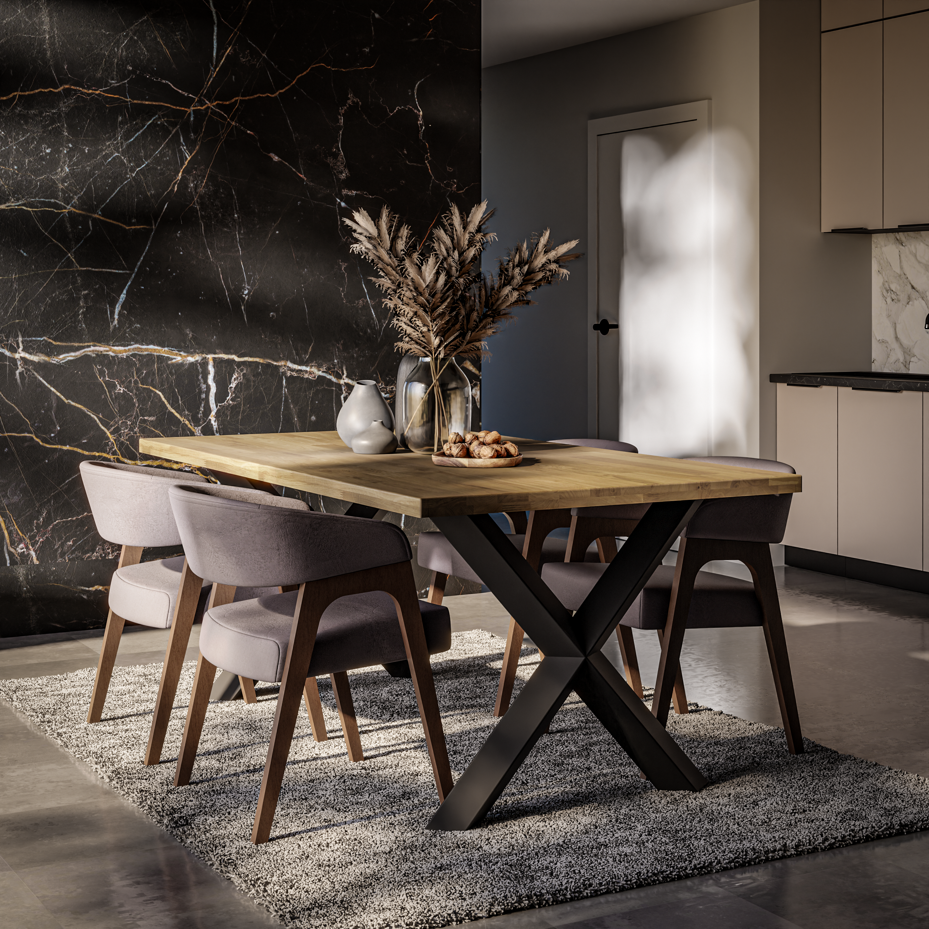 Round Extendable Dining Table LE MALMO LINEAR 100 x 180 cm- Oiled oak