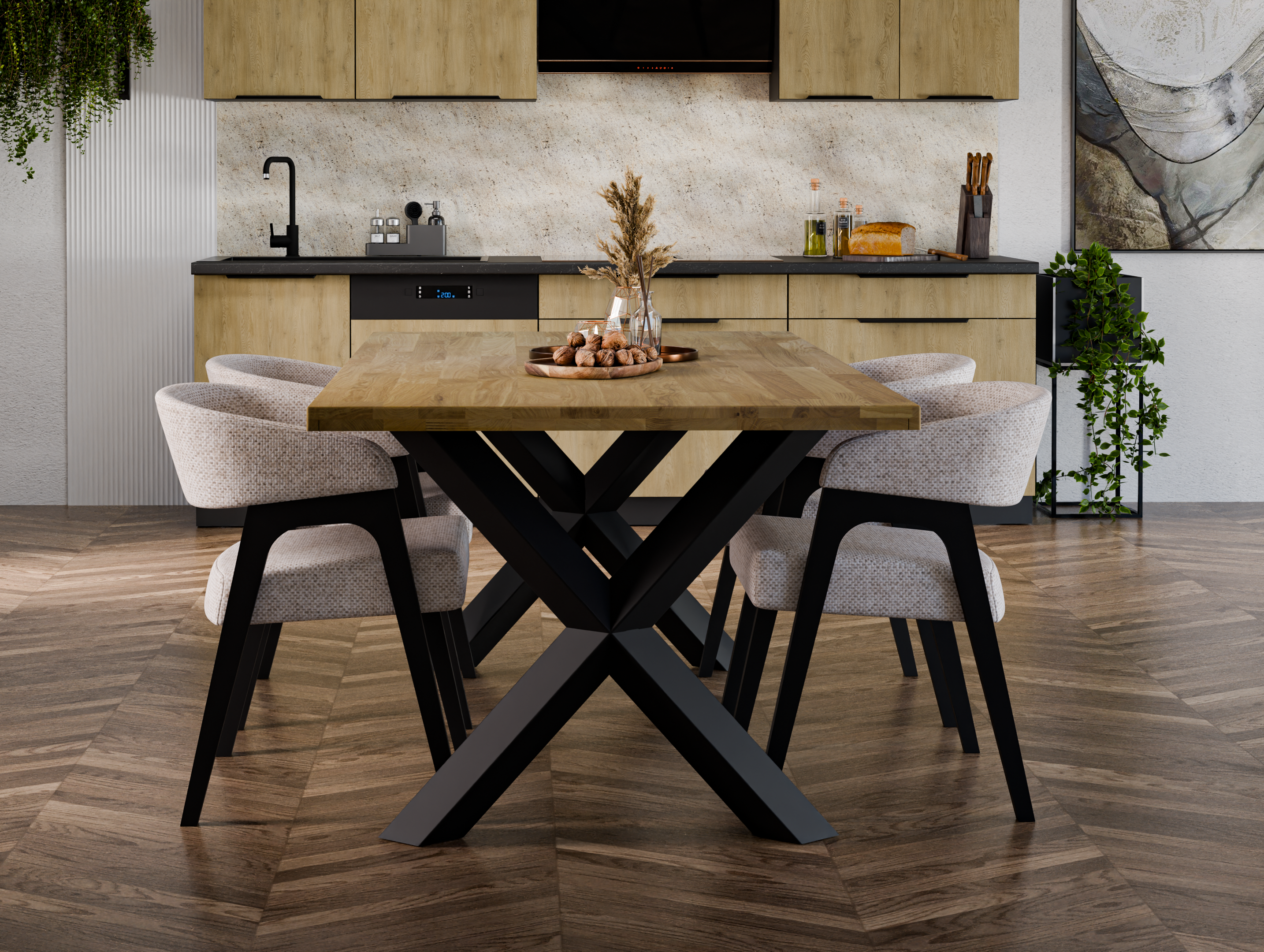 Round Extendable Dining Table LE MALMO LINEAR 100 x 180 cm- Oiled oak
