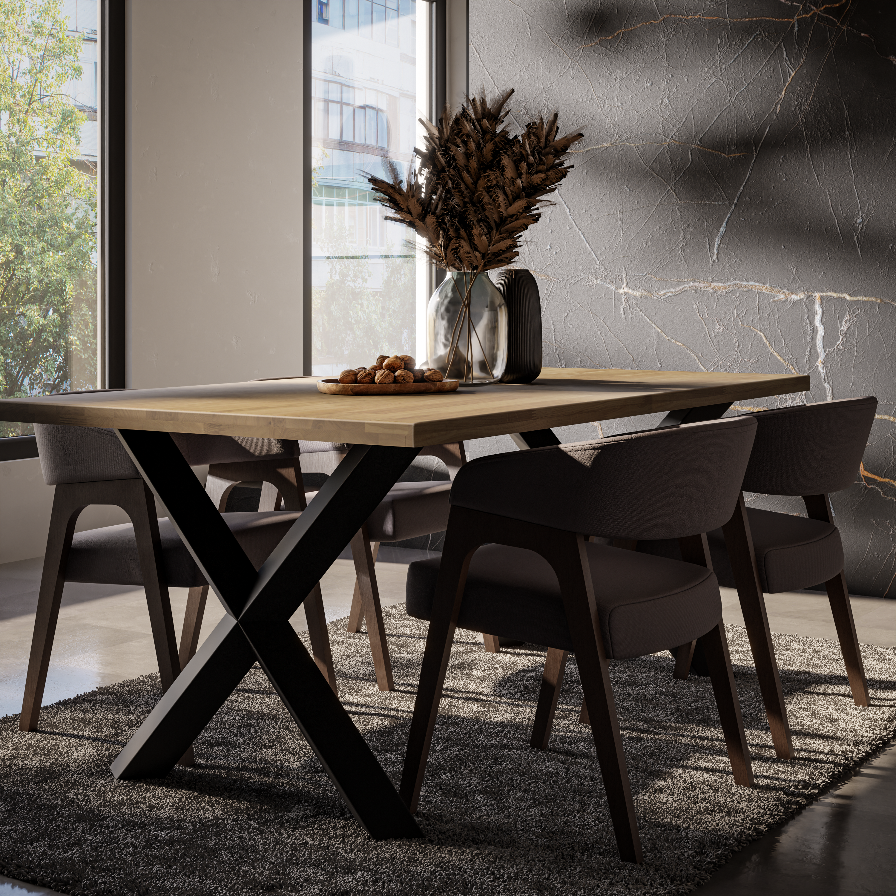 Round Extendable Dining Table LE MALMO LINEAR 100 x 180 cm- Oiled oak