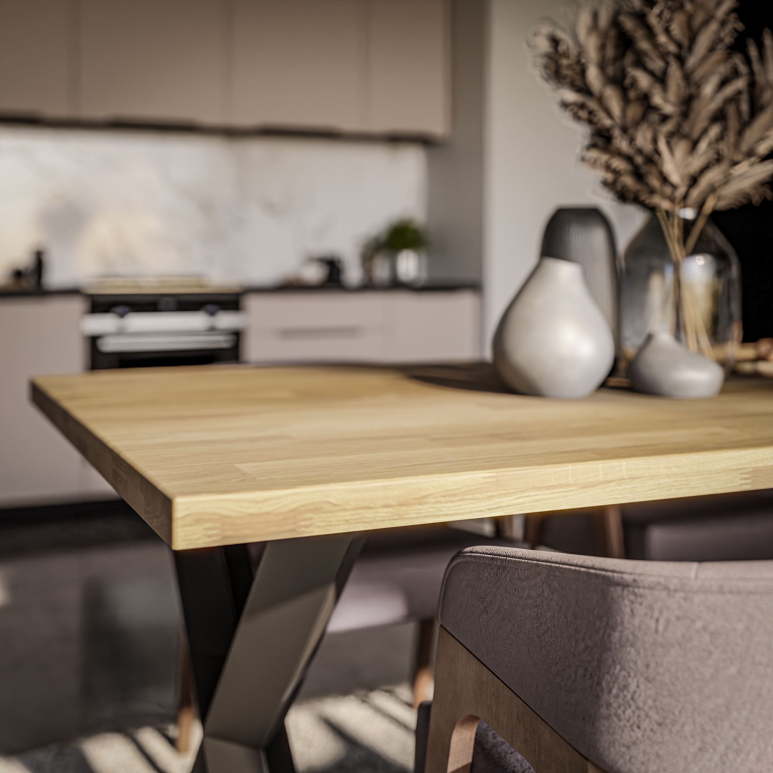 Round Extendable Dining Table LE MALMO LINEAR 100 x 180 cm- Oiled oak