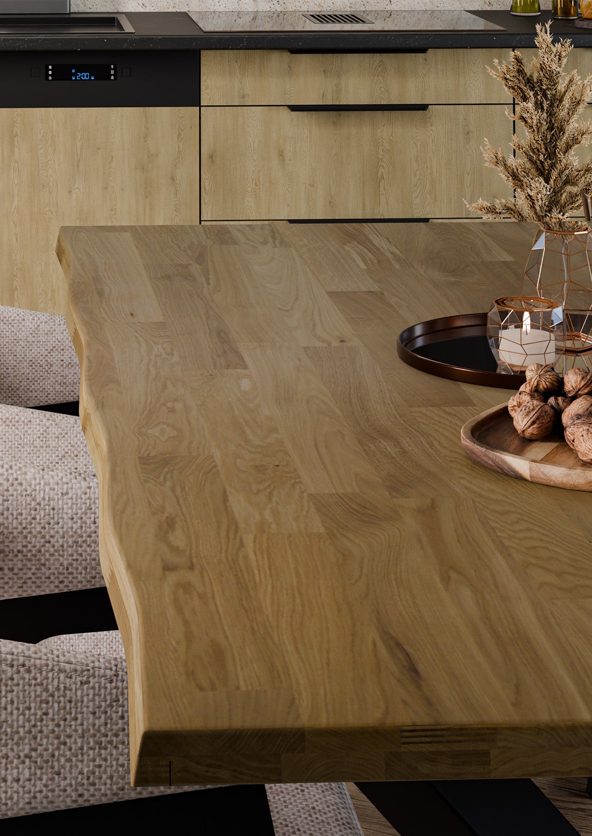 Round Extendable Dining Table LE MALMO FLOW 100 x 180 cm- Oiled oak