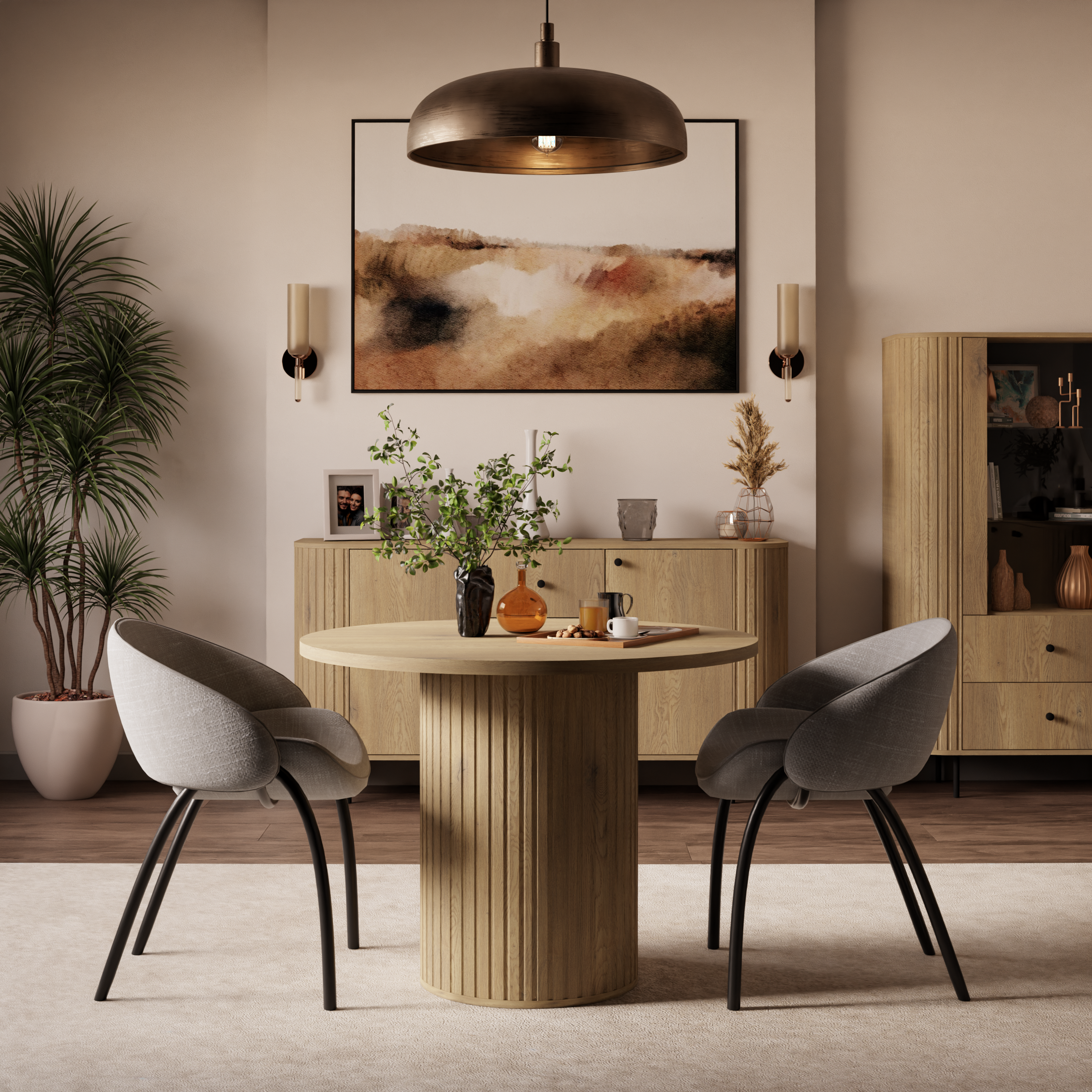 Round Extendable Dining Table LE OVALIO 100-1880 cm- Cremona oak