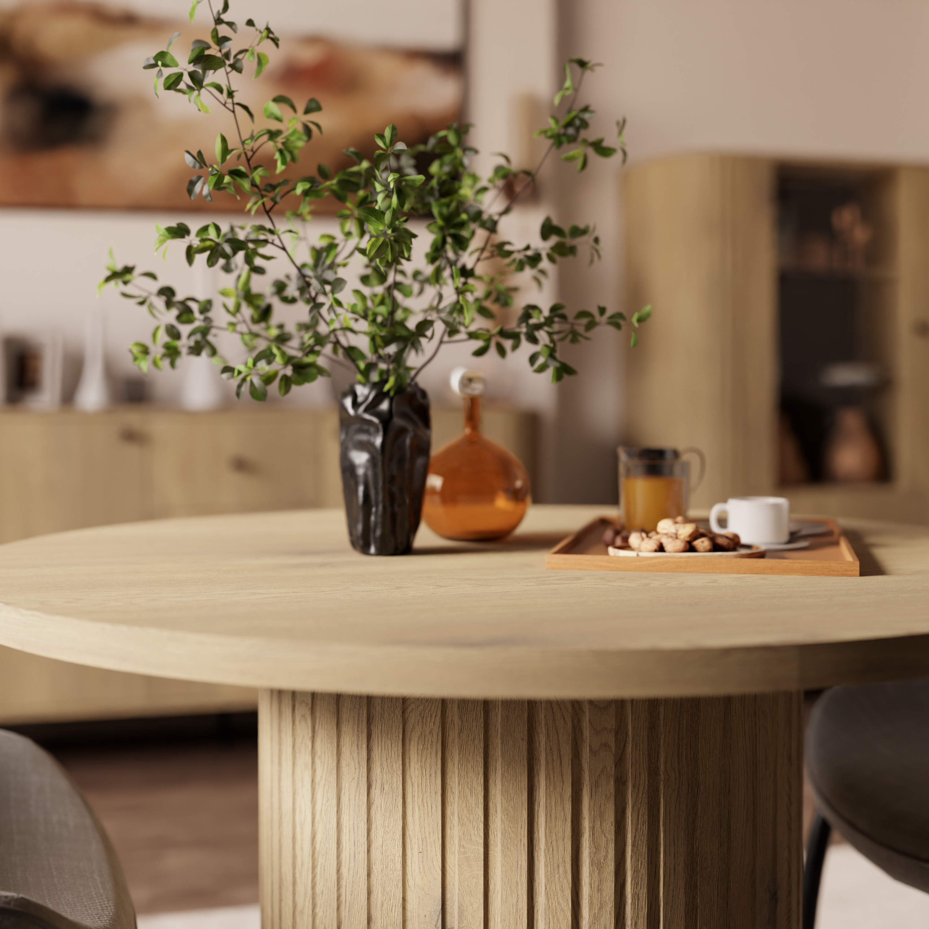 Round Extendable Dining Table LE OVALIO 100-1880 cm- Cremona oak