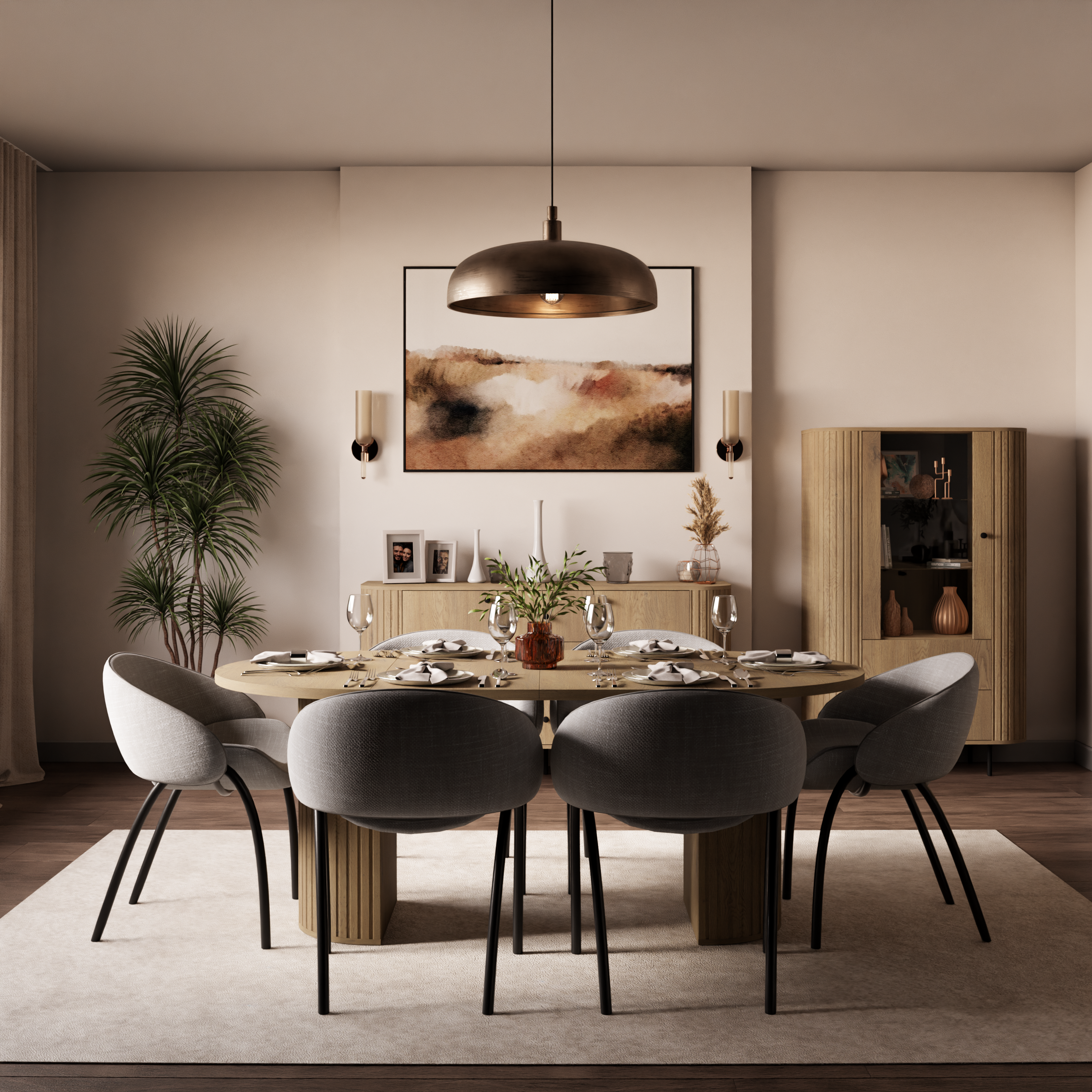 Round Extendable Dining Table LE OVALIO 100-1880 cm- Cremona oak