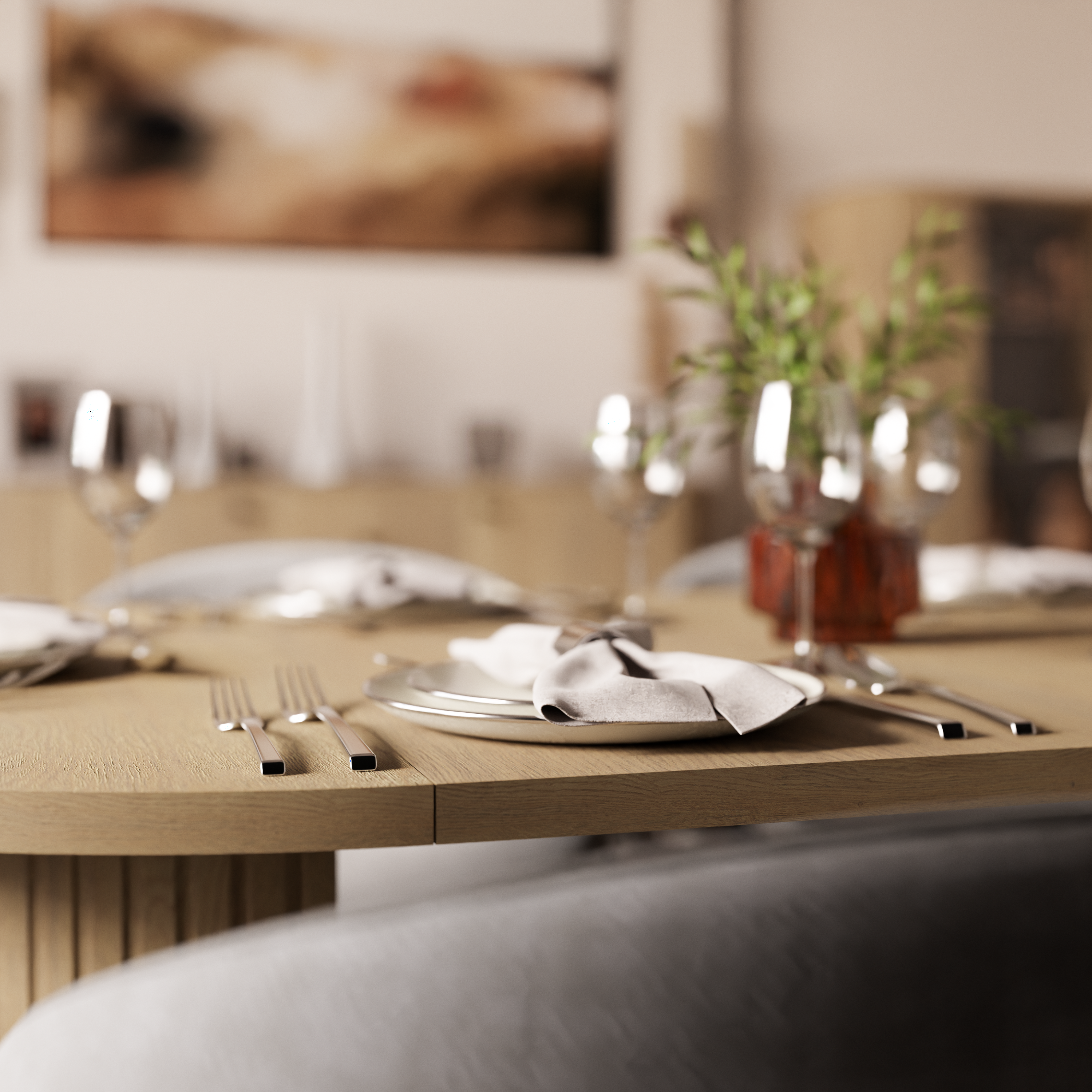 Round Extendable Dining Table LE OVALIO 100-1880 cm- Cremona oak