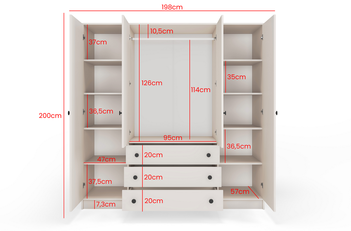 Storm 4D Wardrobe – With Mirror or Without Mirror | Cashmere