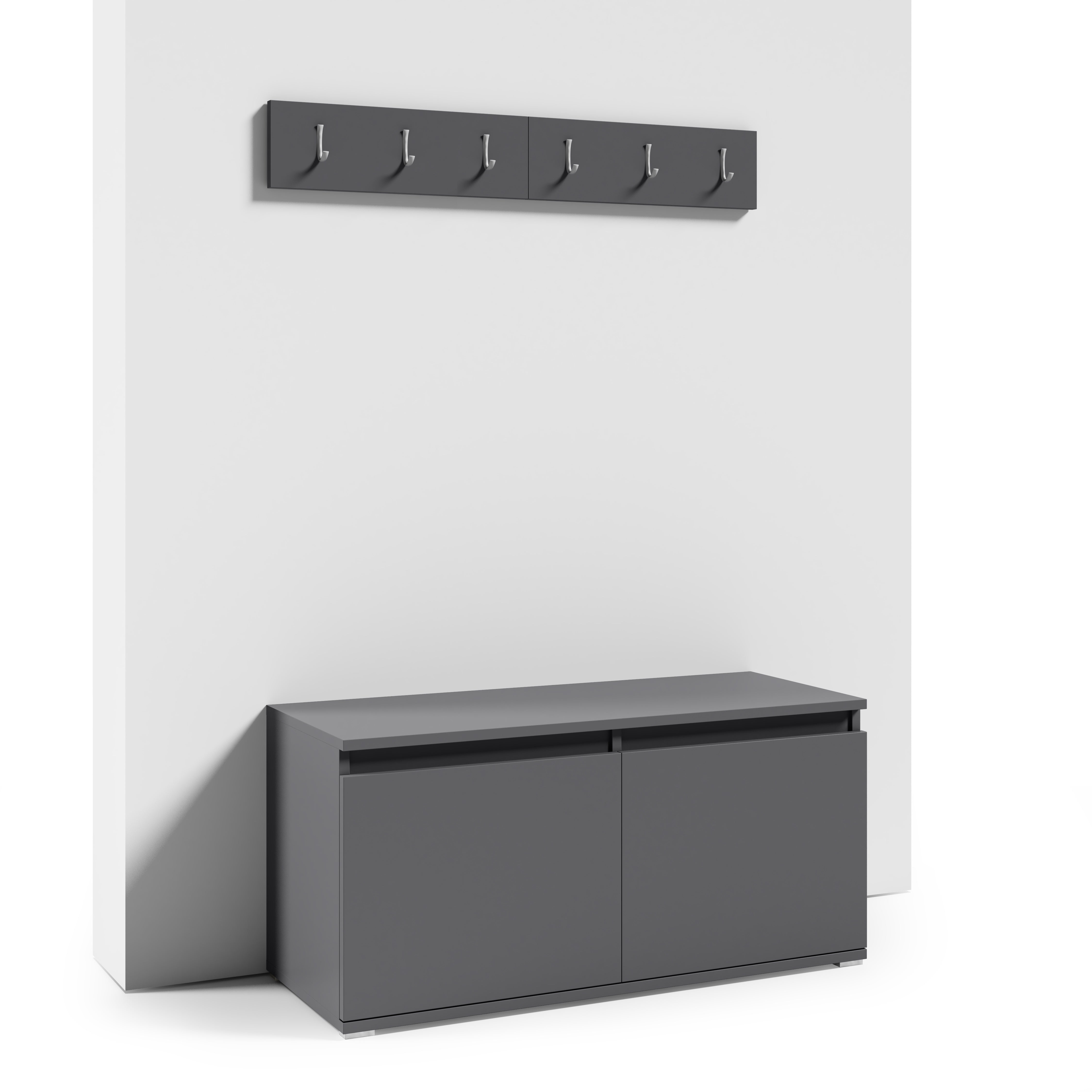 PK Emi 33 Hallway Wardrobe Graphite - Upholstered Panels in Various Colours