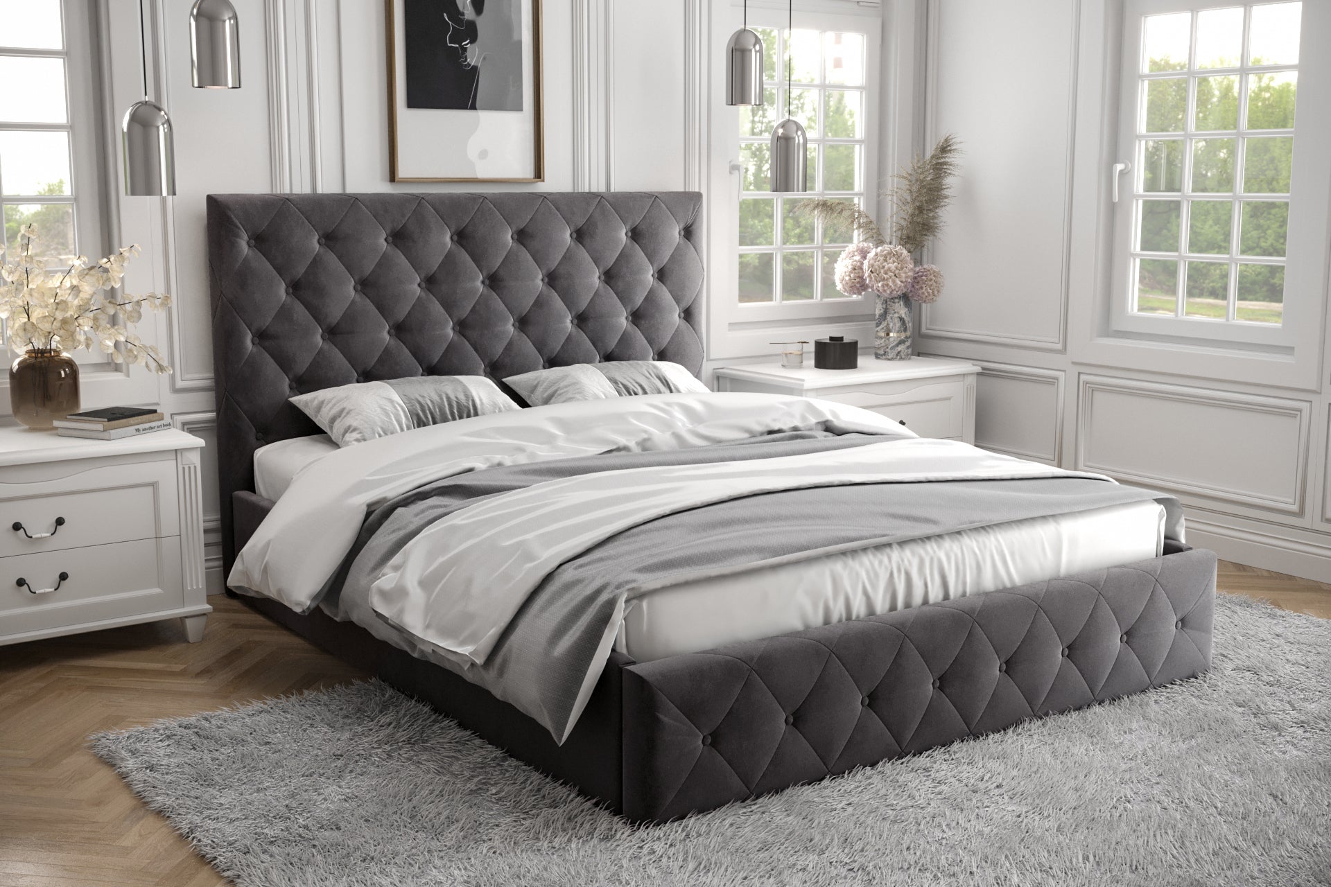 G-Rome Upholstered Bed with Gas Lift Storage