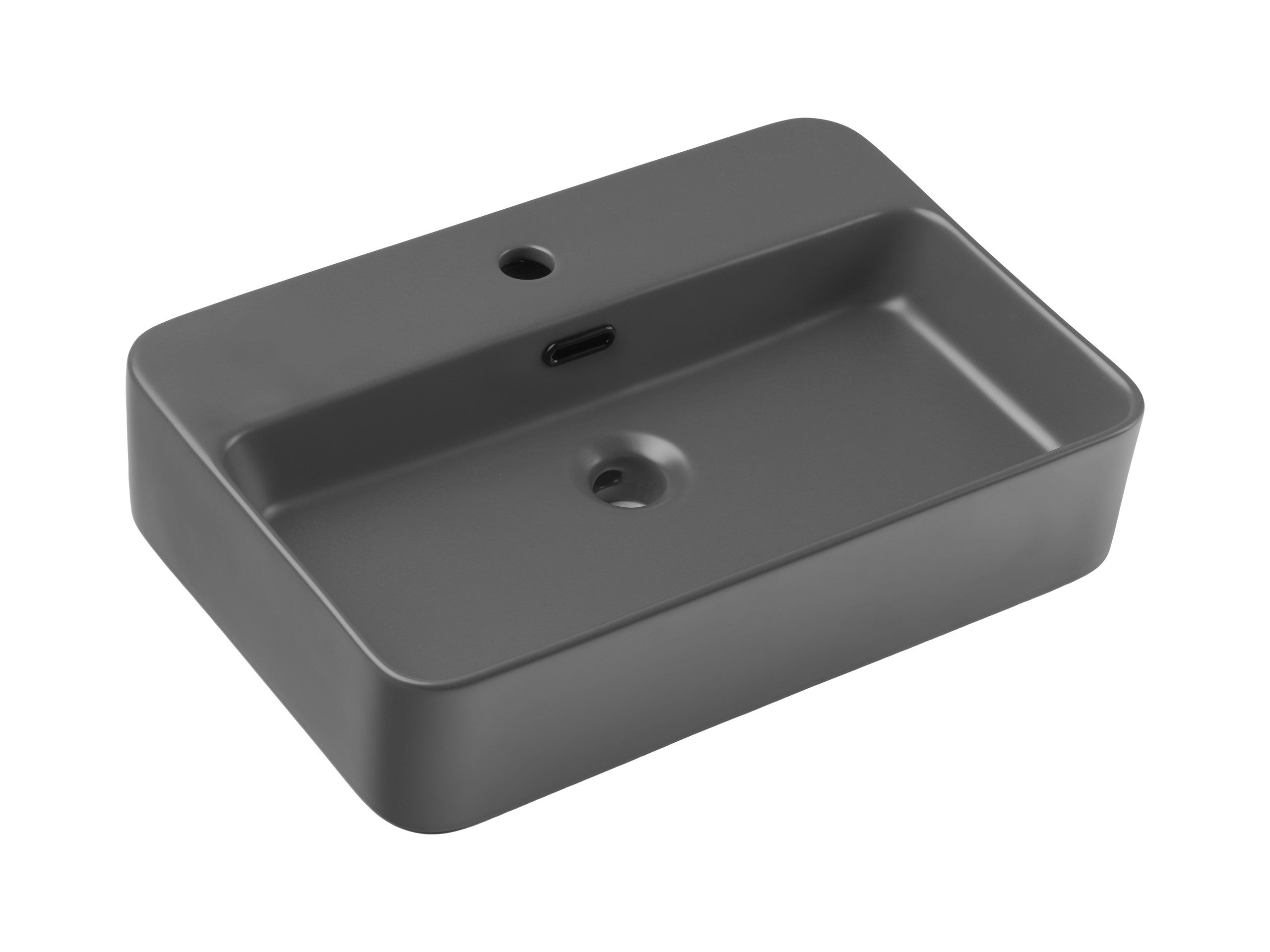 TRUST 2 Countertop Basin – Matt Dark Grey, 55×38 cm