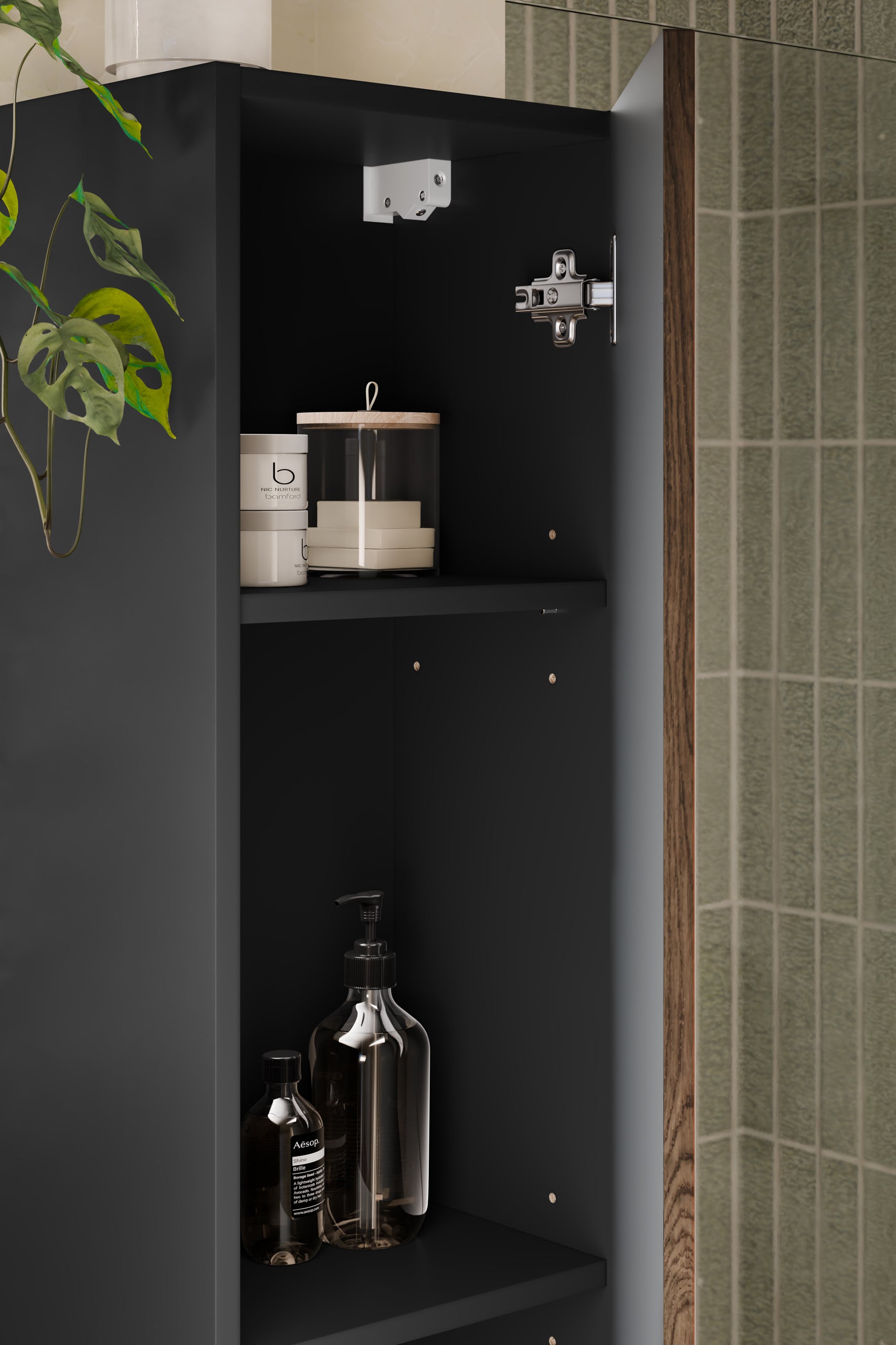 Talia Casella Wall Cabinet 1 Door – Matt Black, Casella Oak, 30x18.5x80 cm