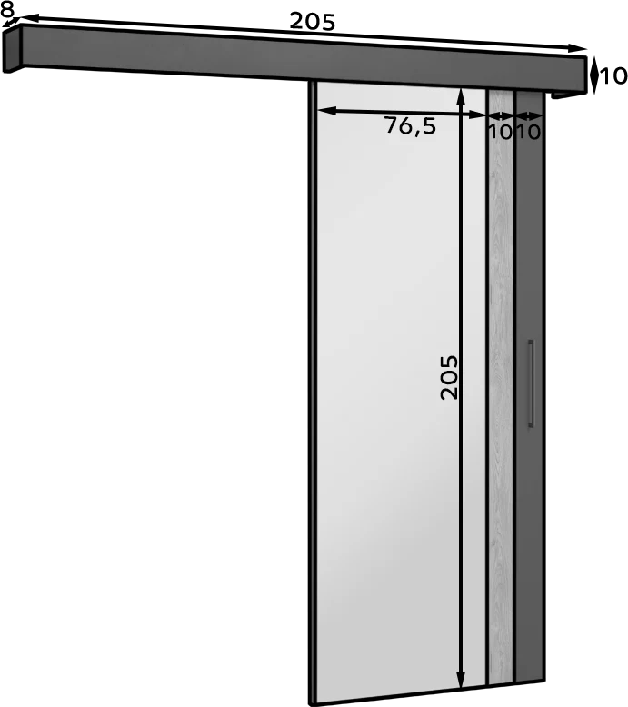 Tilmann I Sliding Door - white Mirror 205x96cm