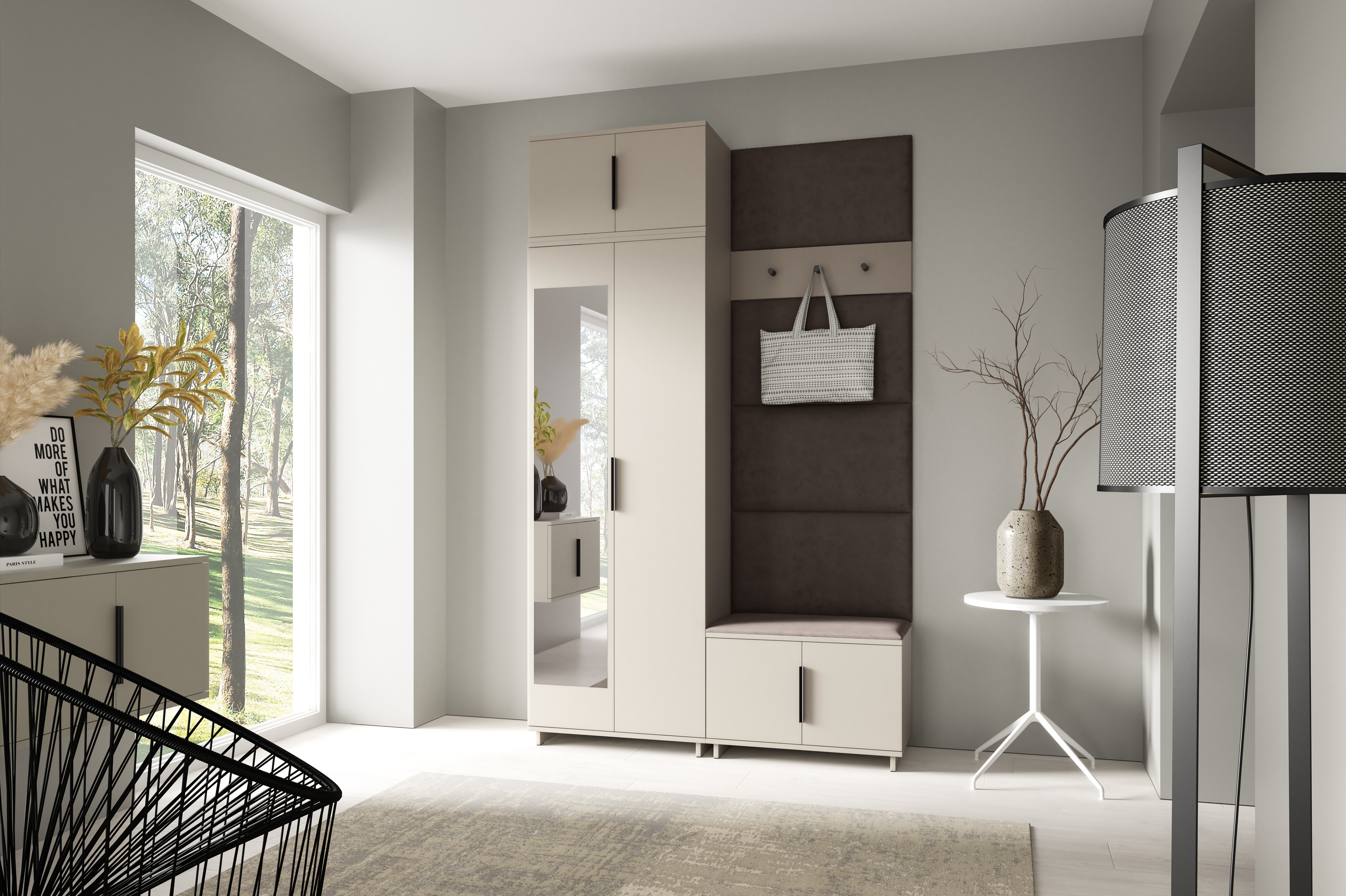 PK Bianco 4 Hallway Wardrobe Set - Dark Brown