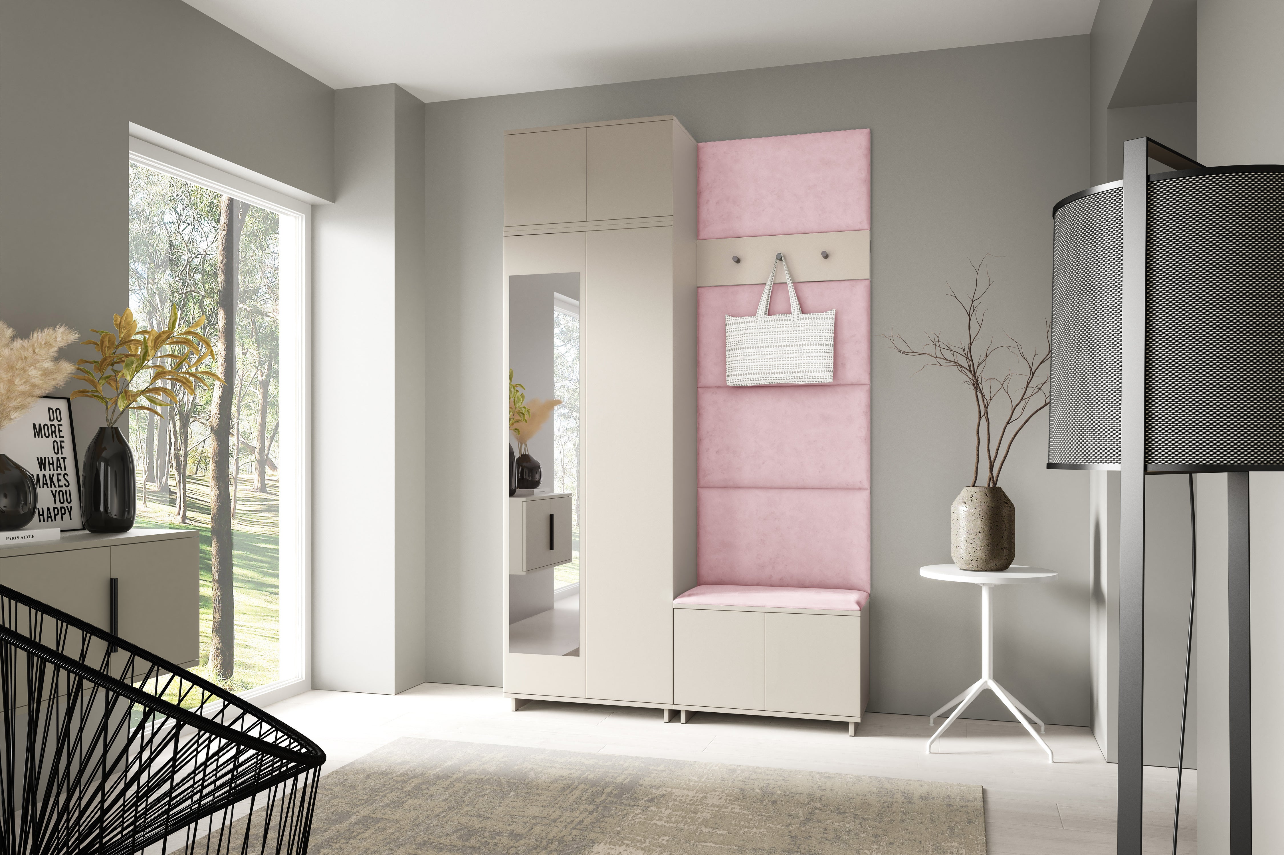 PK Bianco 4 Hallway Wardrobe Set - Flamingo