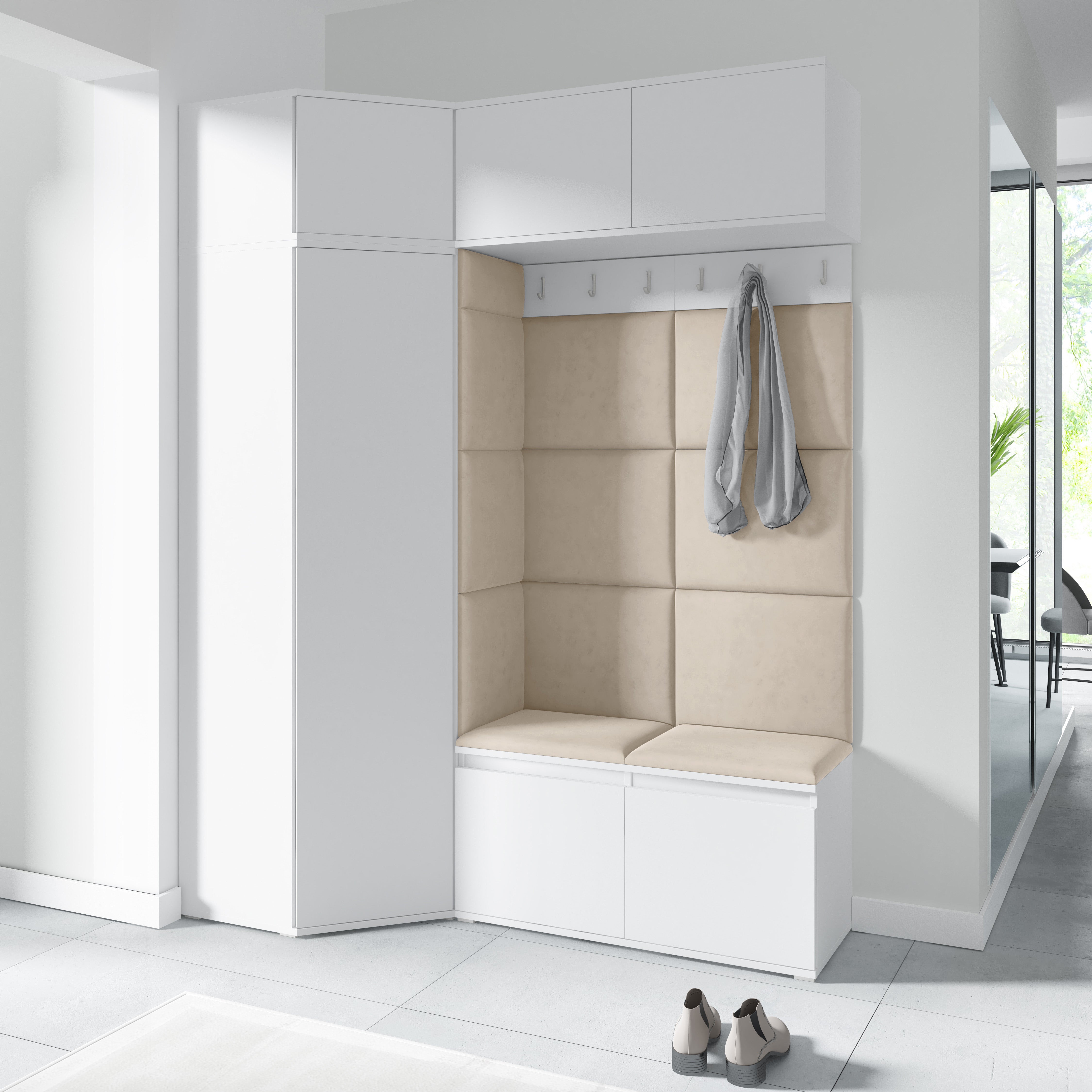 PK Emi 38 Hallway Wardrobe White - Upholstered Panels in Various Colours
