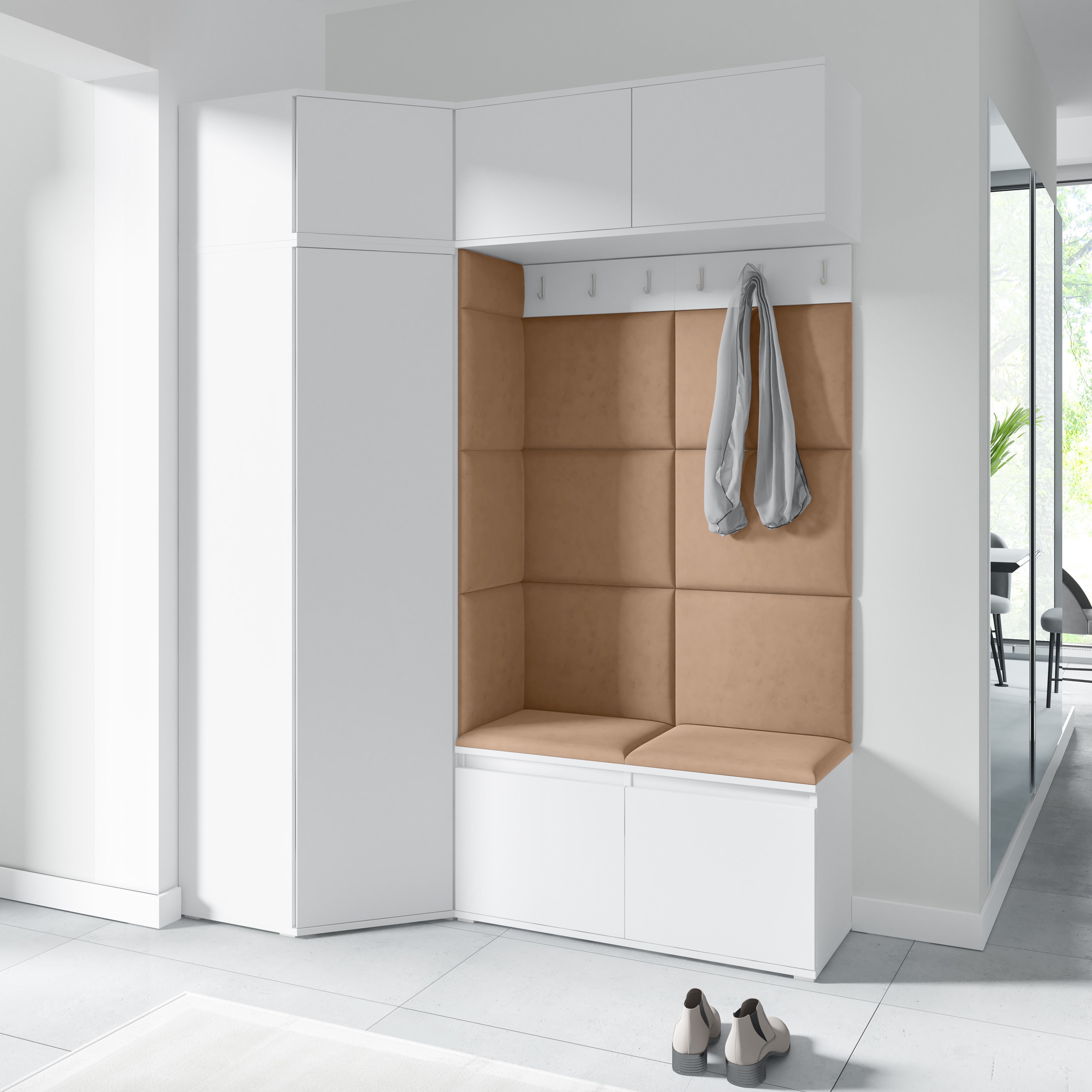 PK Emi 38 Hallway Wardrobe White - Upholstered Panels in Various Colours