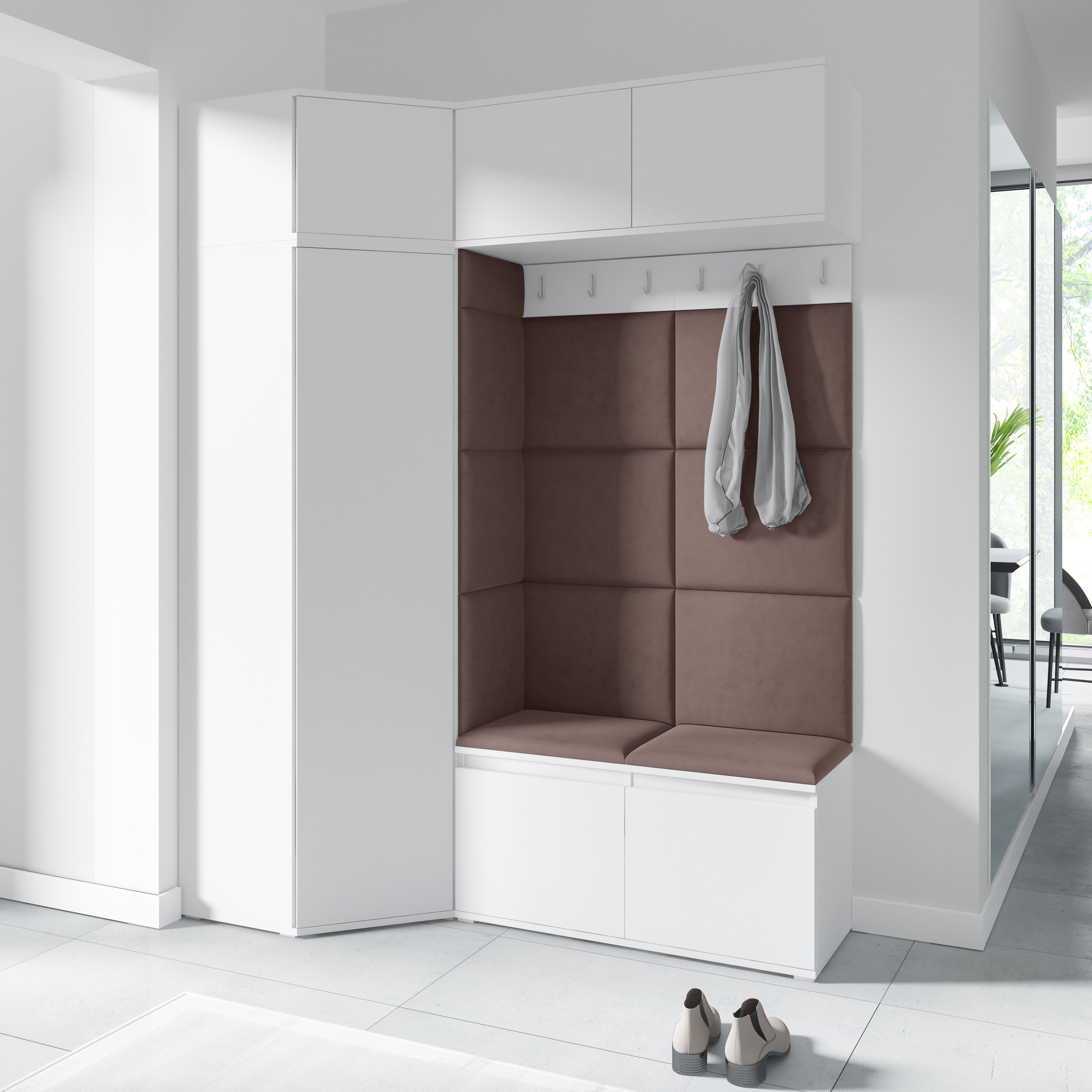 PK Emi 38 Hallway Wardrobe White - Upholstered Panels in Various Colours