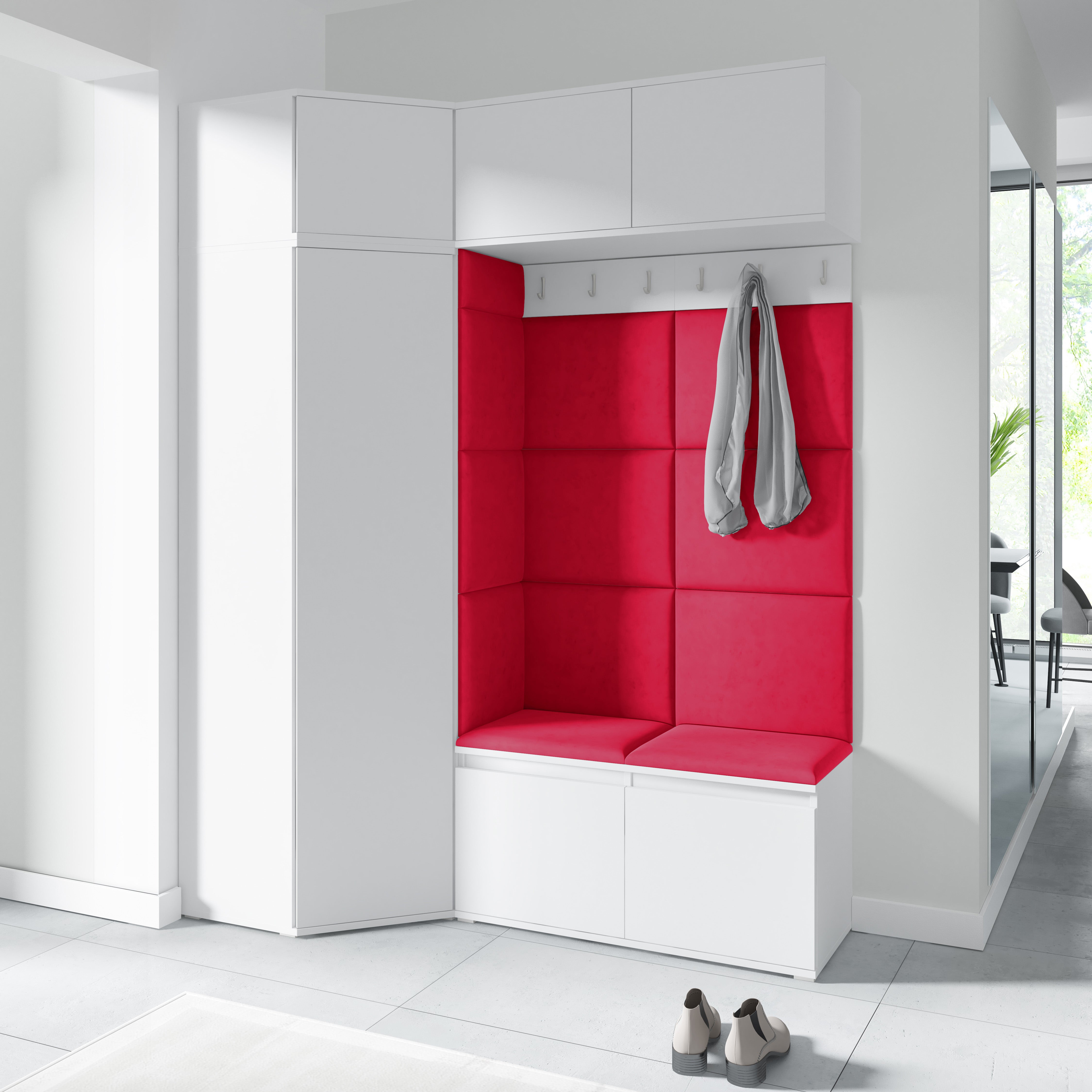 PK Emi 38 Hallway Wardrobe White - Upholstered Panels in Various Colours