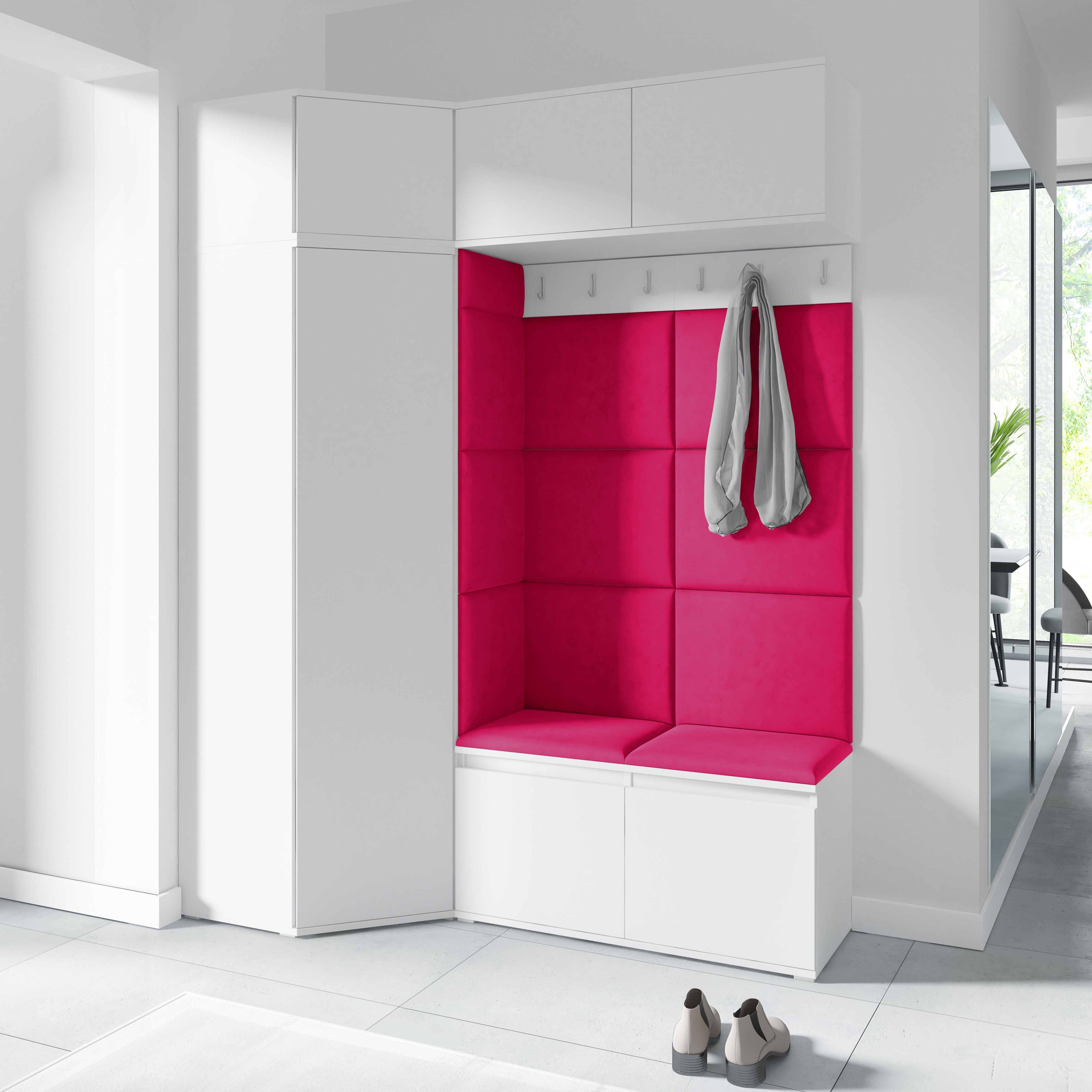 PK Emi 38 Hallway Wardrobe White - Upholstered Panels in Various Colours