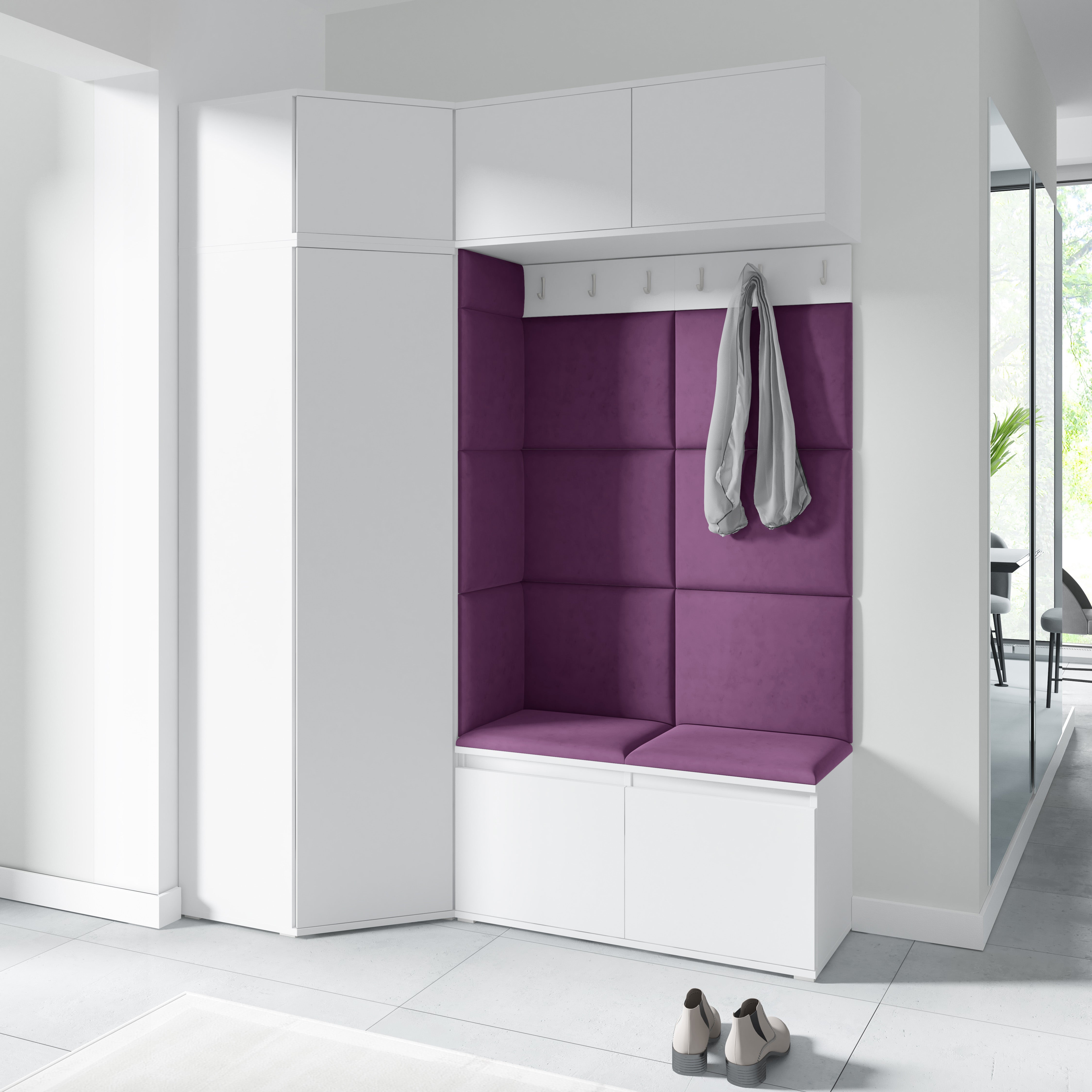 PK Emi 38 Hallway Wardrobe White - Upholstered Panels in Various Colours