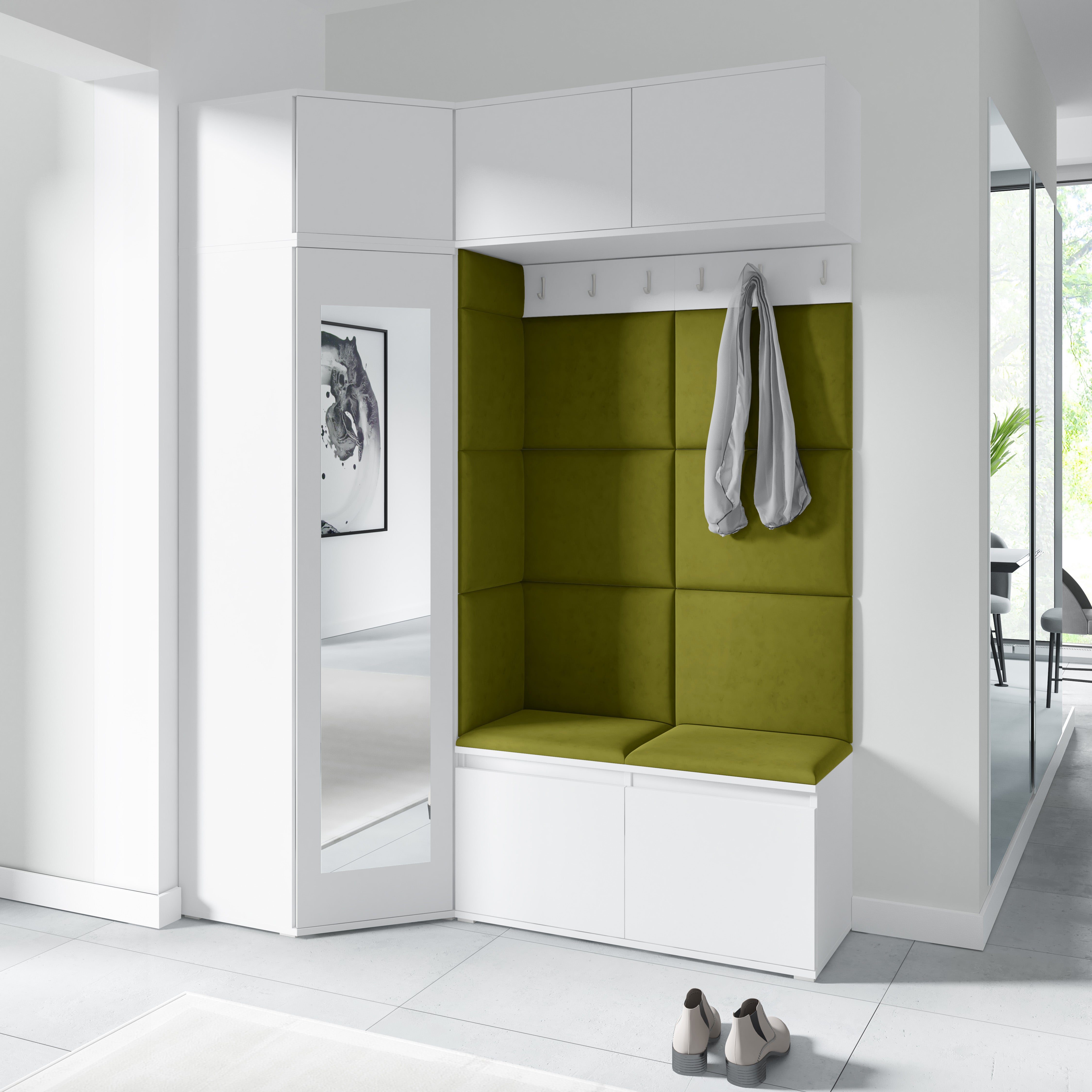 PK Emi 38 Hallway Wardrobe White - Upholstered Panels in Various Colours