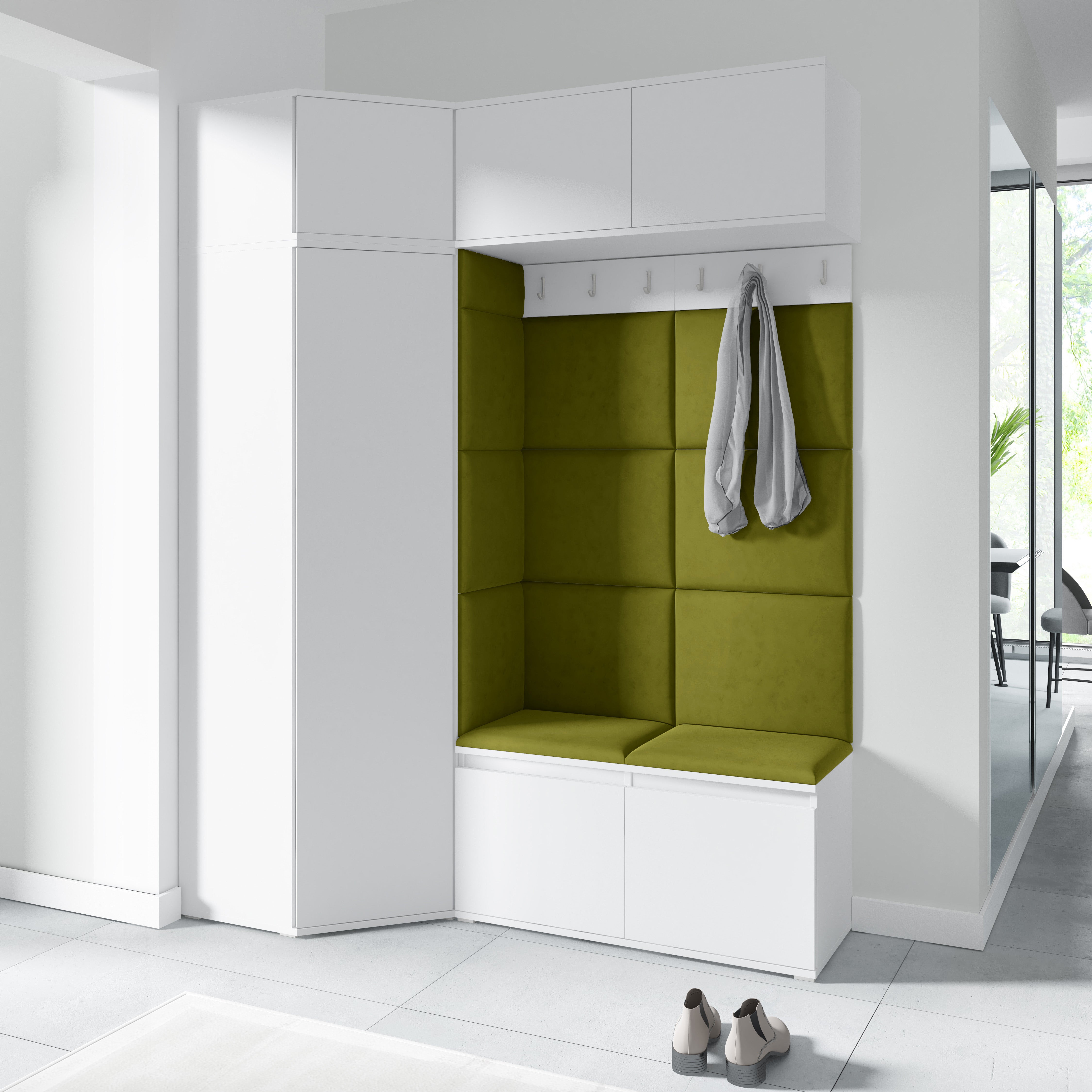 PK Emi 38 Hallway Wardrobe White - Upholstered Panels in Various Colours