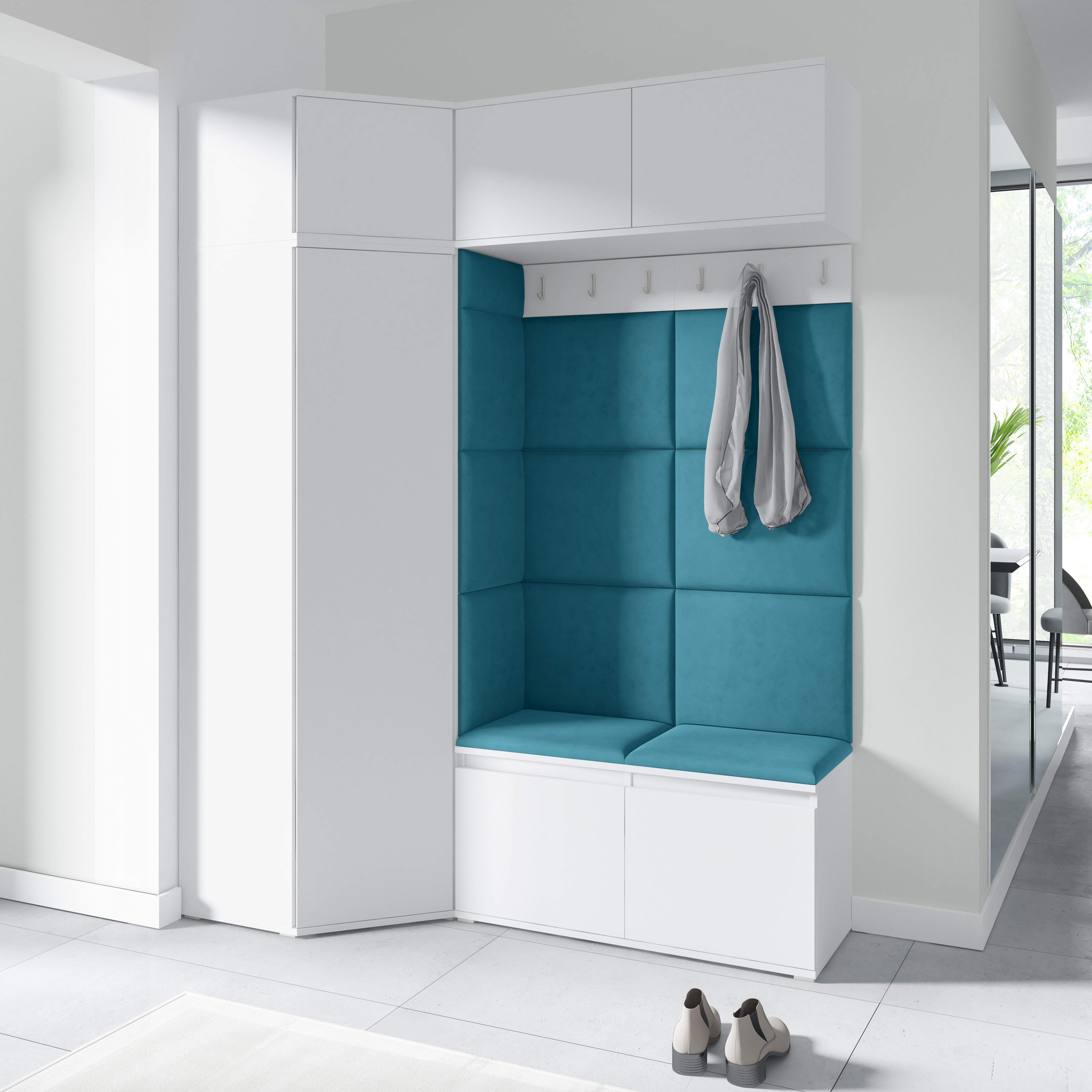 PK Emi 38 Hallway Wardrobe White - Upholstered Panels in Various Colours
