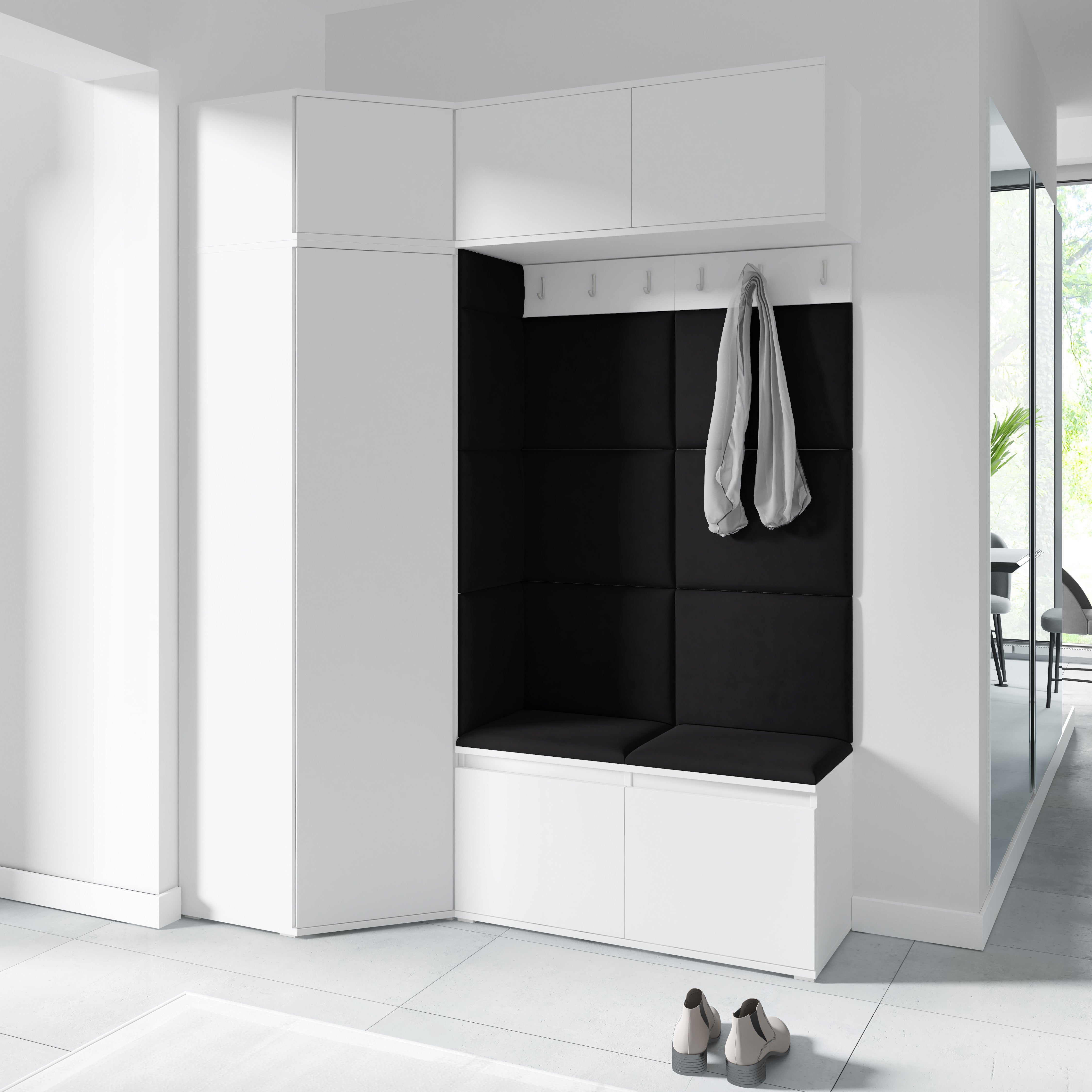 PK Emi 38 Hallway Wardrobe White - Upholstered Panels in Various Colours