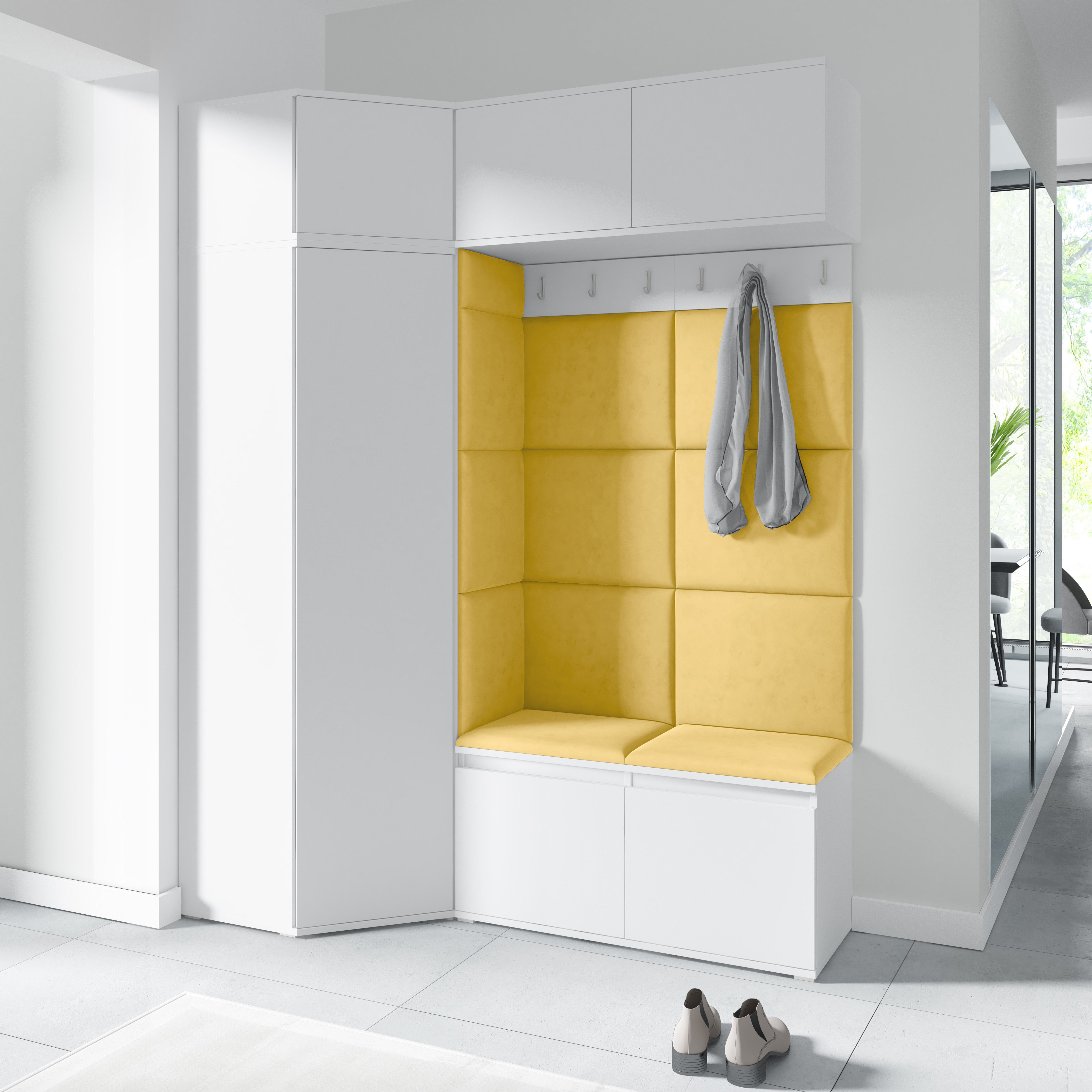 PK Emi 38 Hallway Wardrobe White - Upholstered Panels in Various Colours
