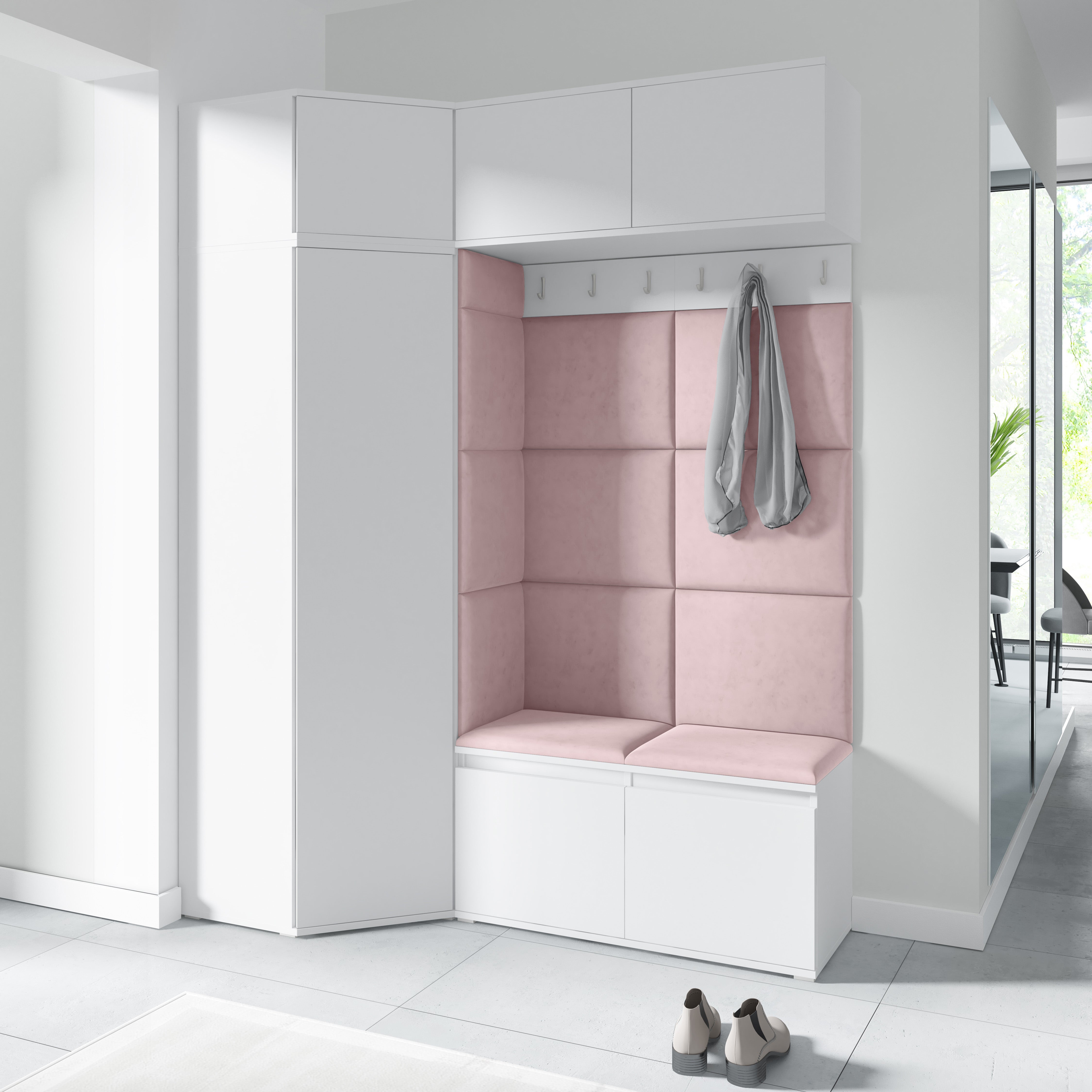 PK Emi 38 Hallway Wardrobe White - Upholstered Panels in Various Colours