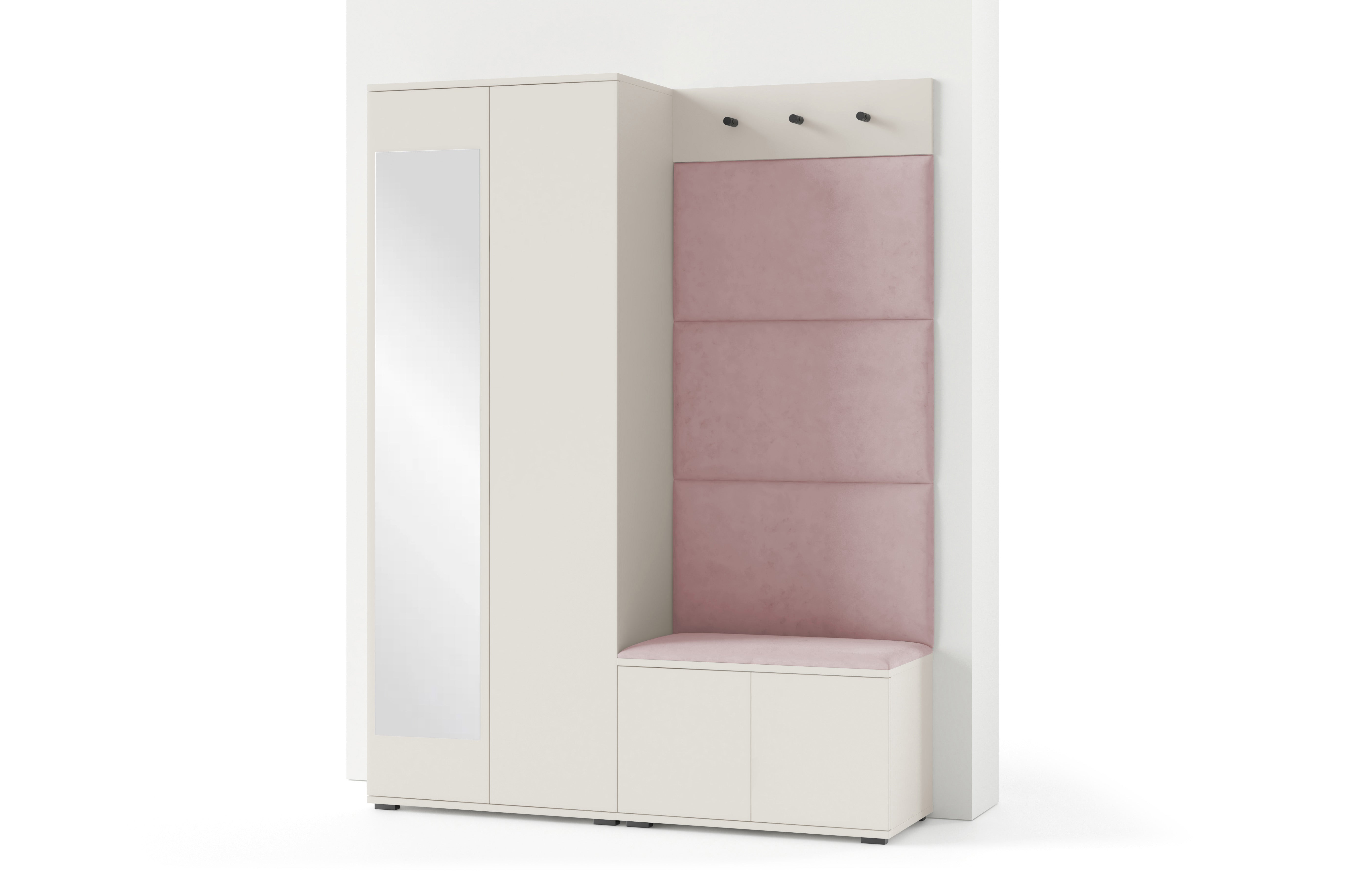 PK Bianco 3 Hallway Wardrobe Set - Upholstered Panels in Various Colours