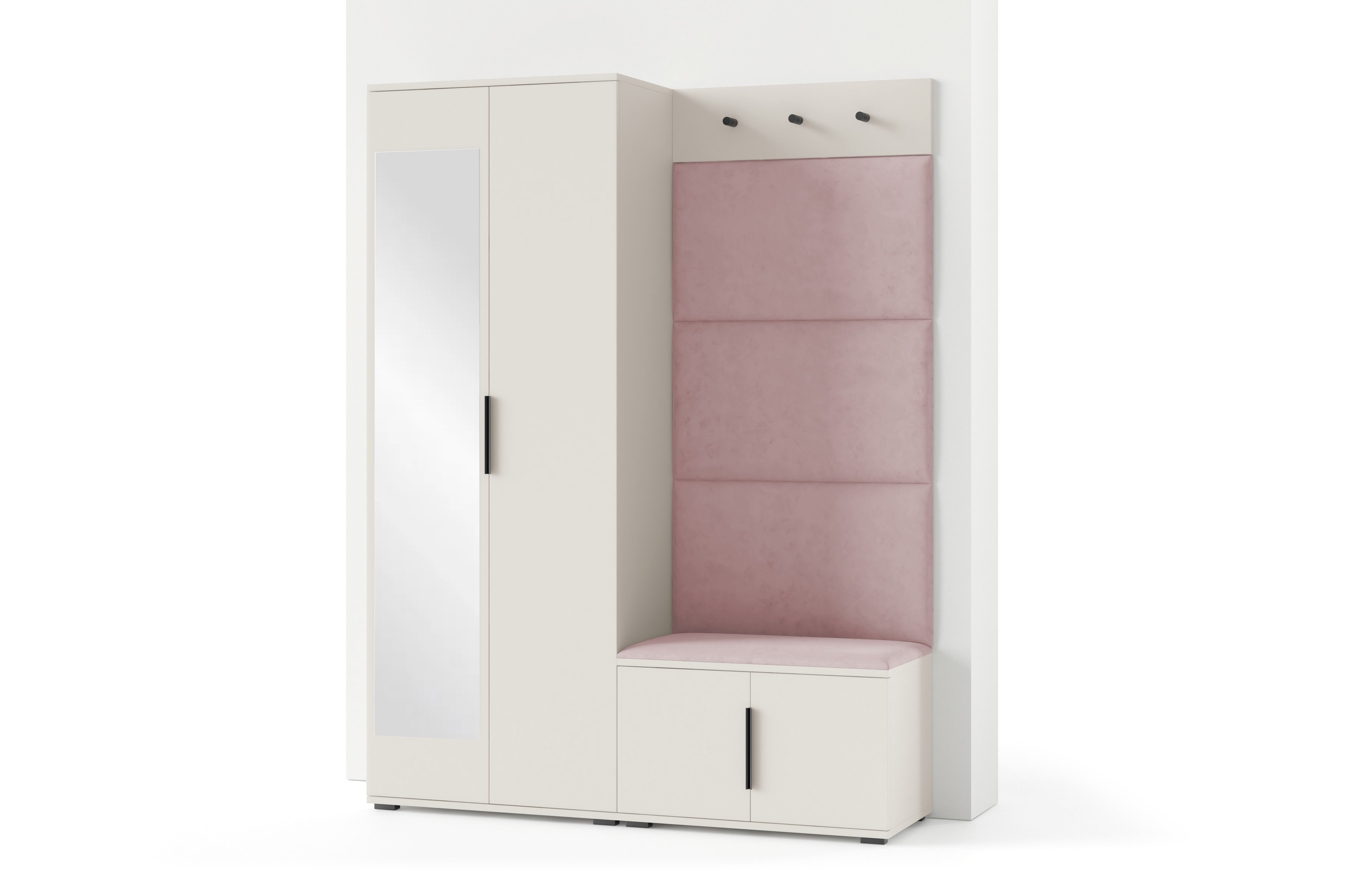 PK Bianco 3 Hallway Wardrobe Set - Upholstered Panels in Various Colours