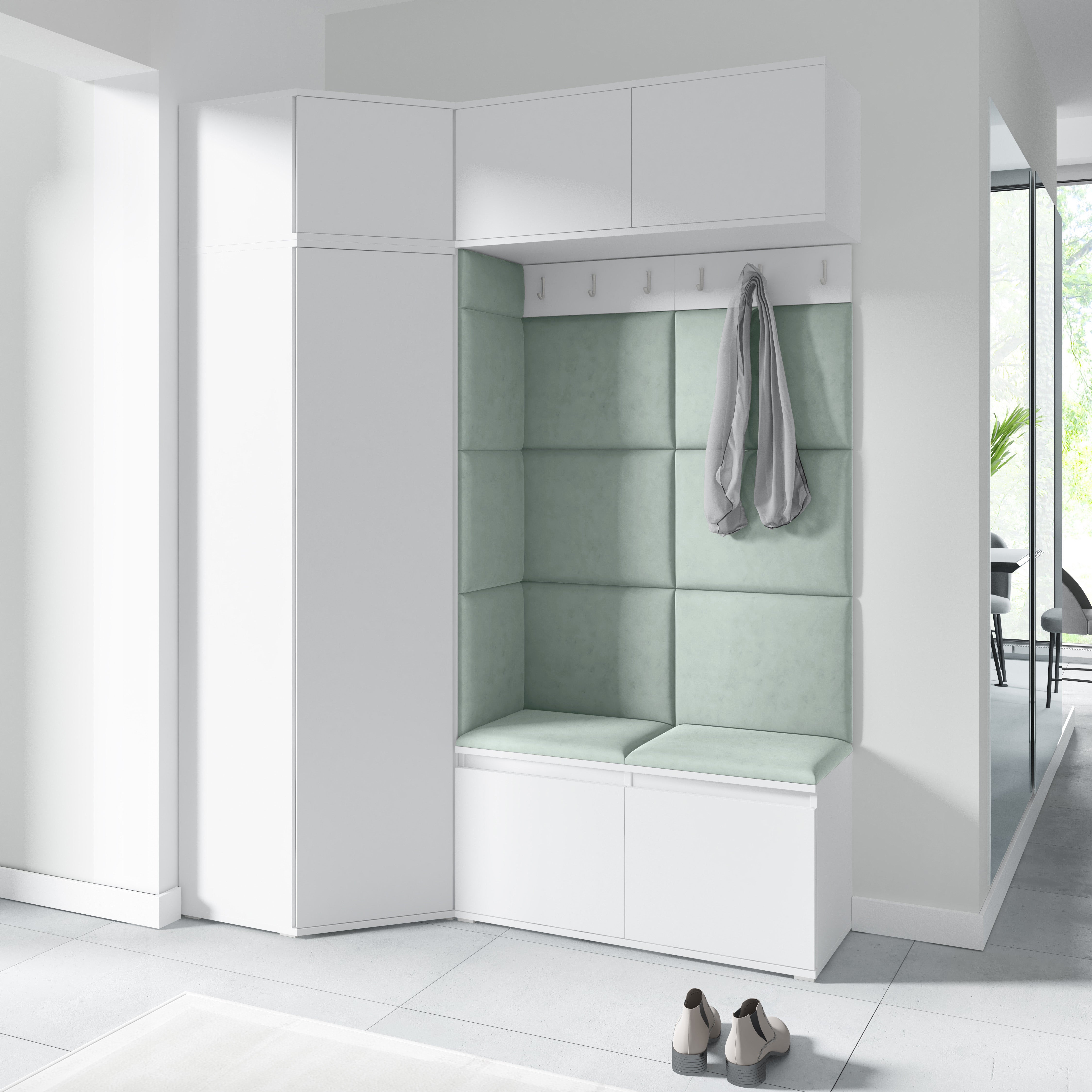 PK Emi 38 Hallway Wardrobe White - Upholstered Panels in Various Colours