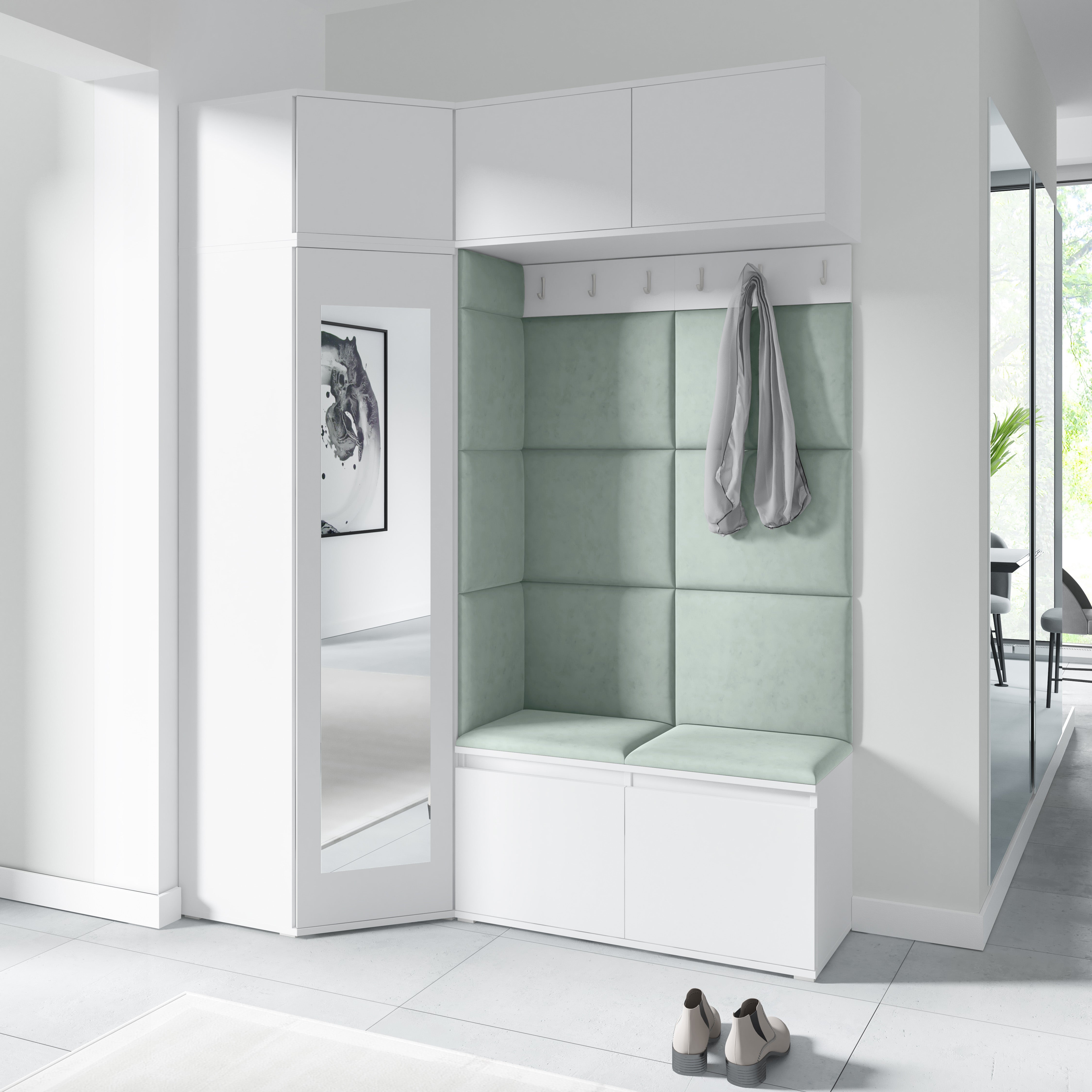 PK Emi 38 Hallway Wardrobe White - Upholstered Panels in Various Colours