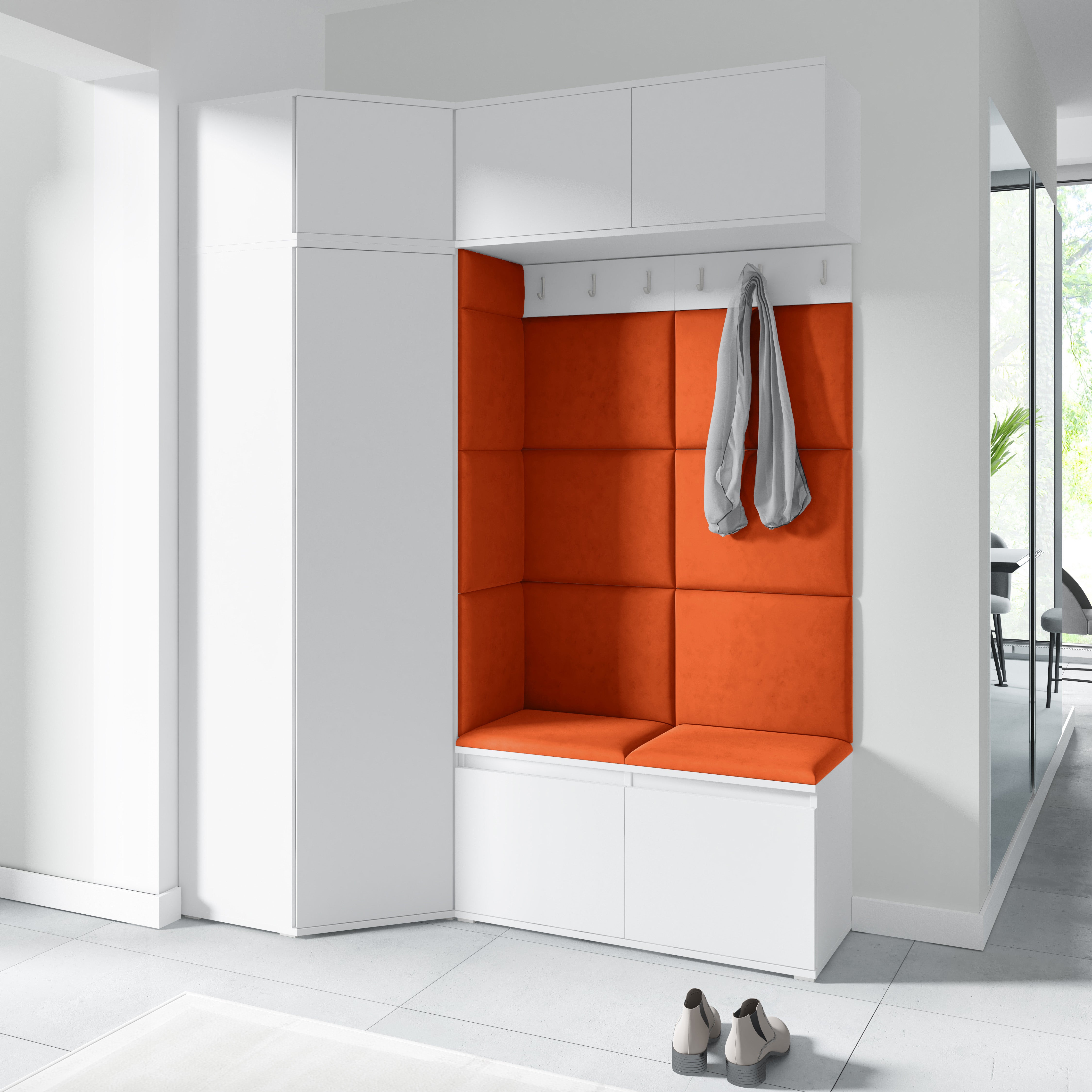PK Emi 38 Hallway Wardrobe White - Upholstered Panels in Various Colours