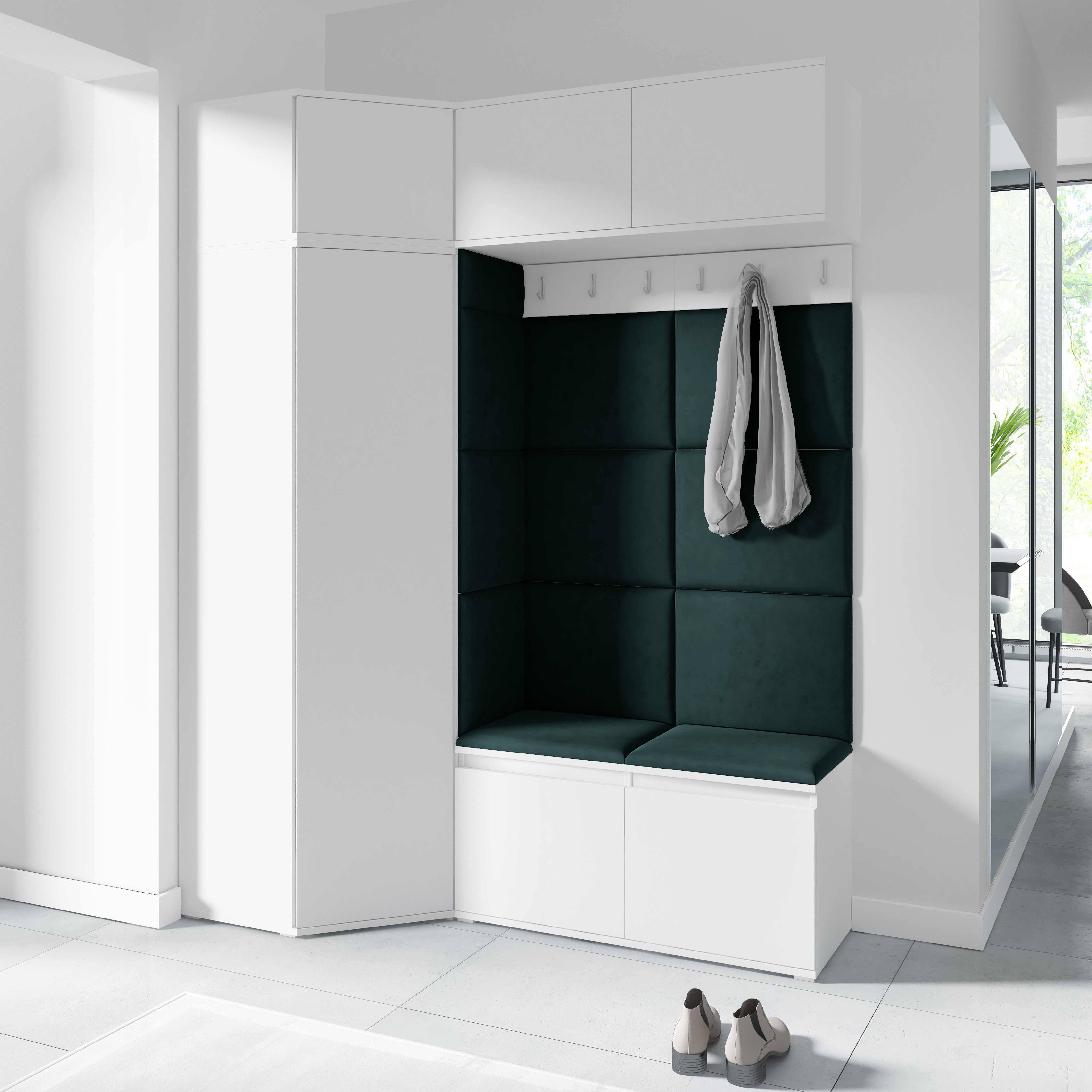 PK Emi 38 Hallway Wardrobe White - Upholstered Panels in Various Colours