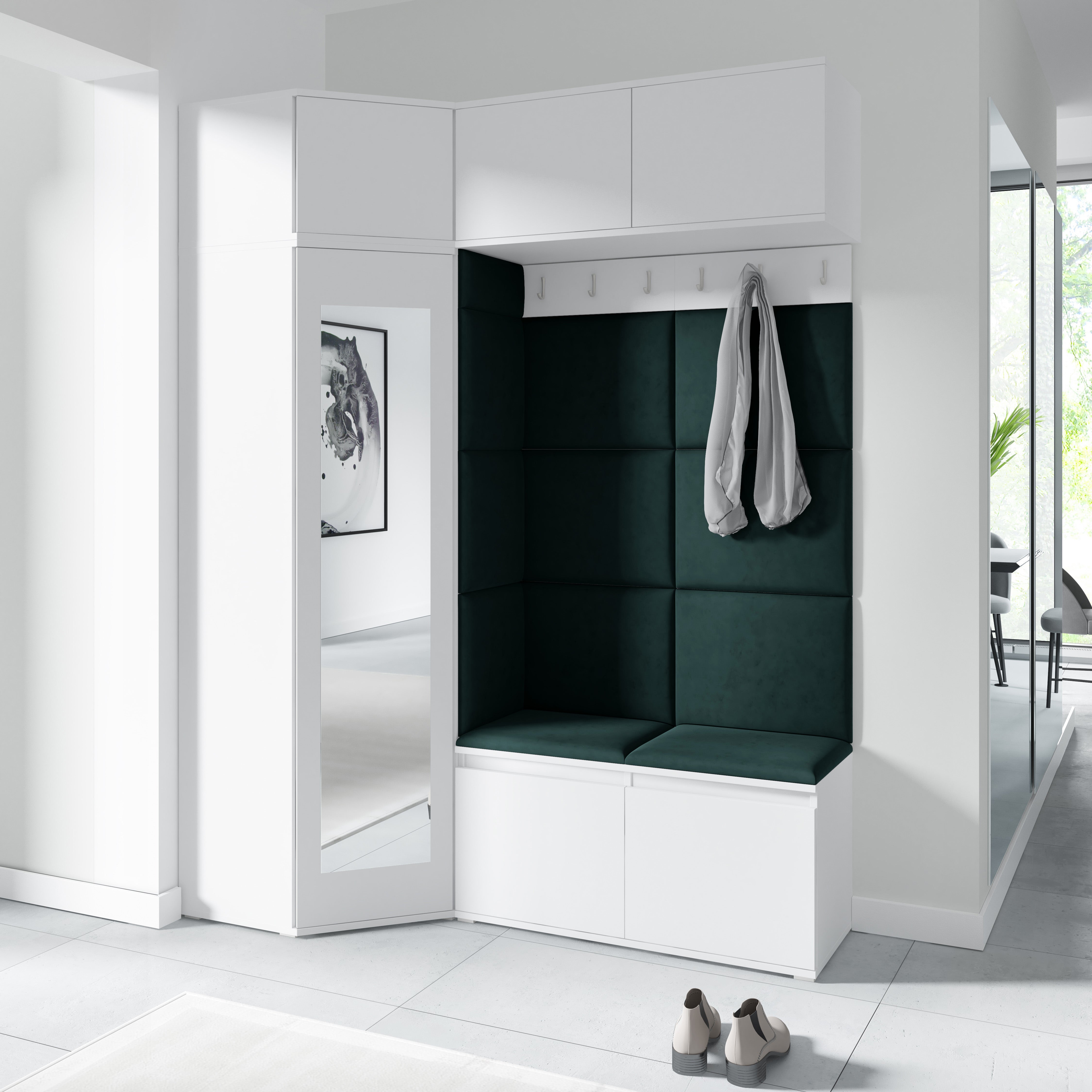 PK Emi 38 Hallway Wardrobe White - Upholstered Panels in Various Colours