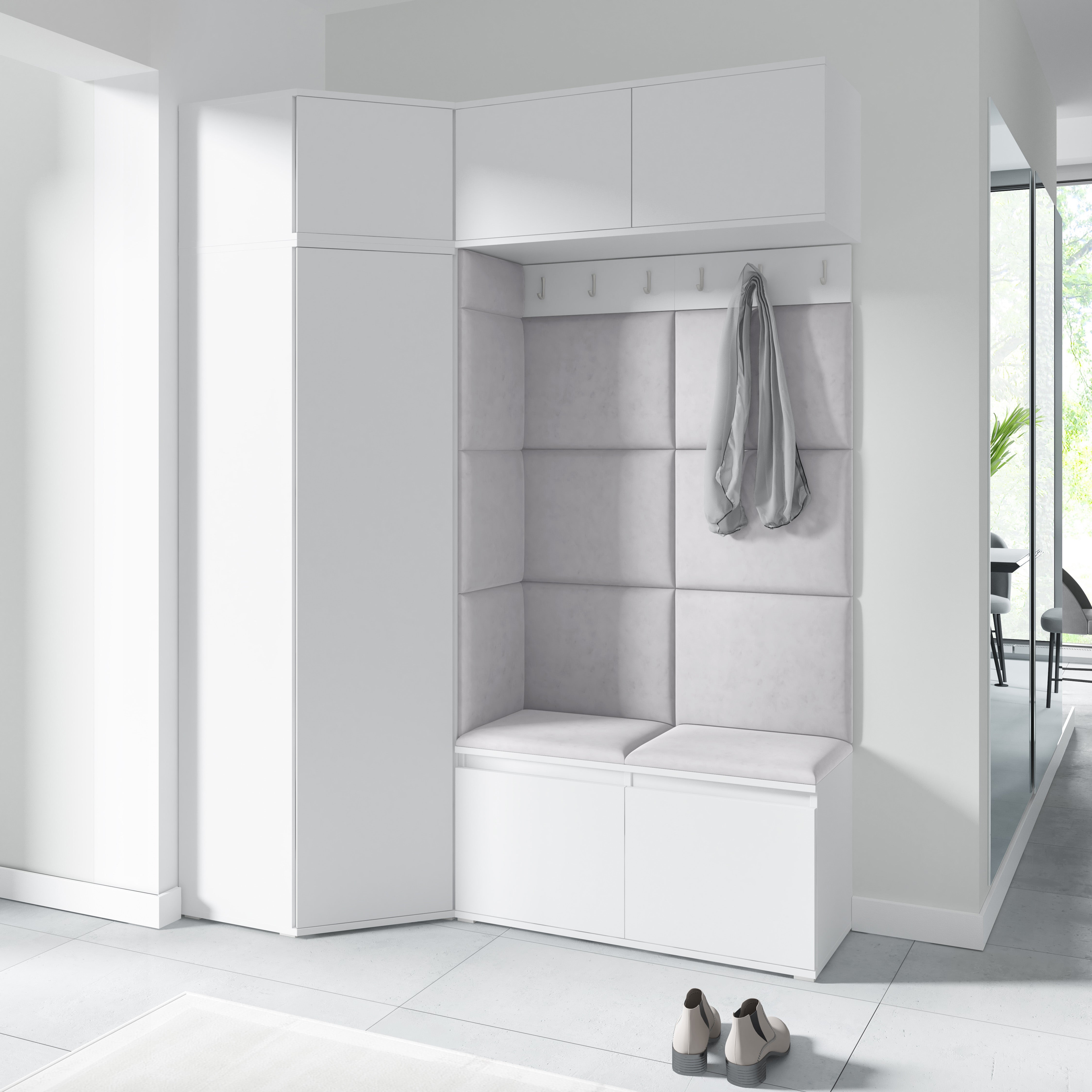 PK Emi 38 Hallway Wardrobe White - Upholstered Panels in Various Colours