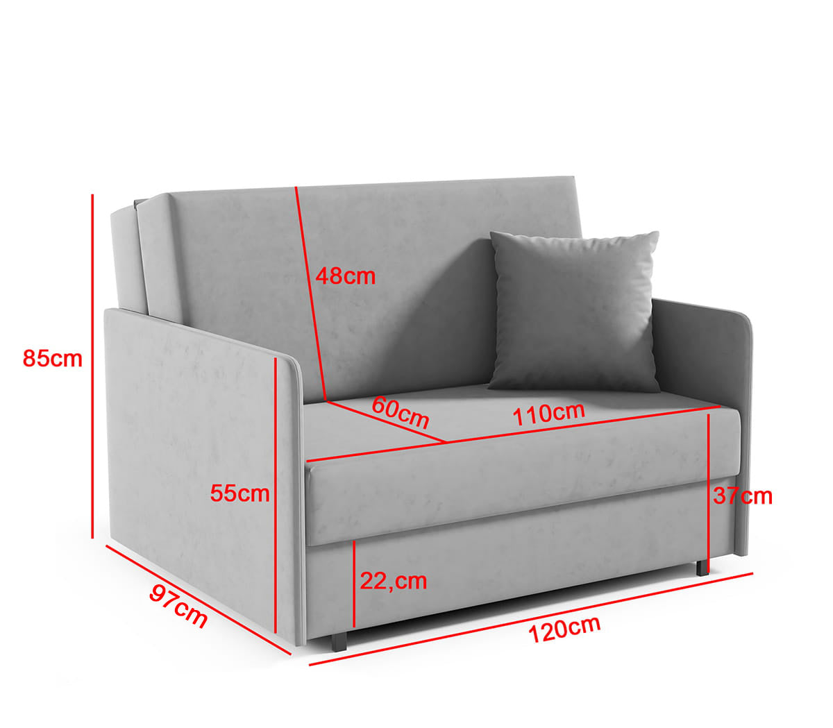 Antonio II 2 Seater Sofa Bed – 120 cm