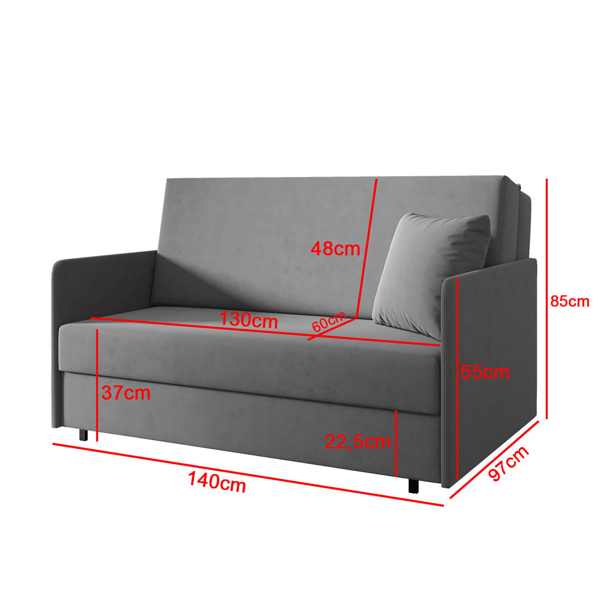 Antonio III 3 Seater Sofa Bed – 140 cm