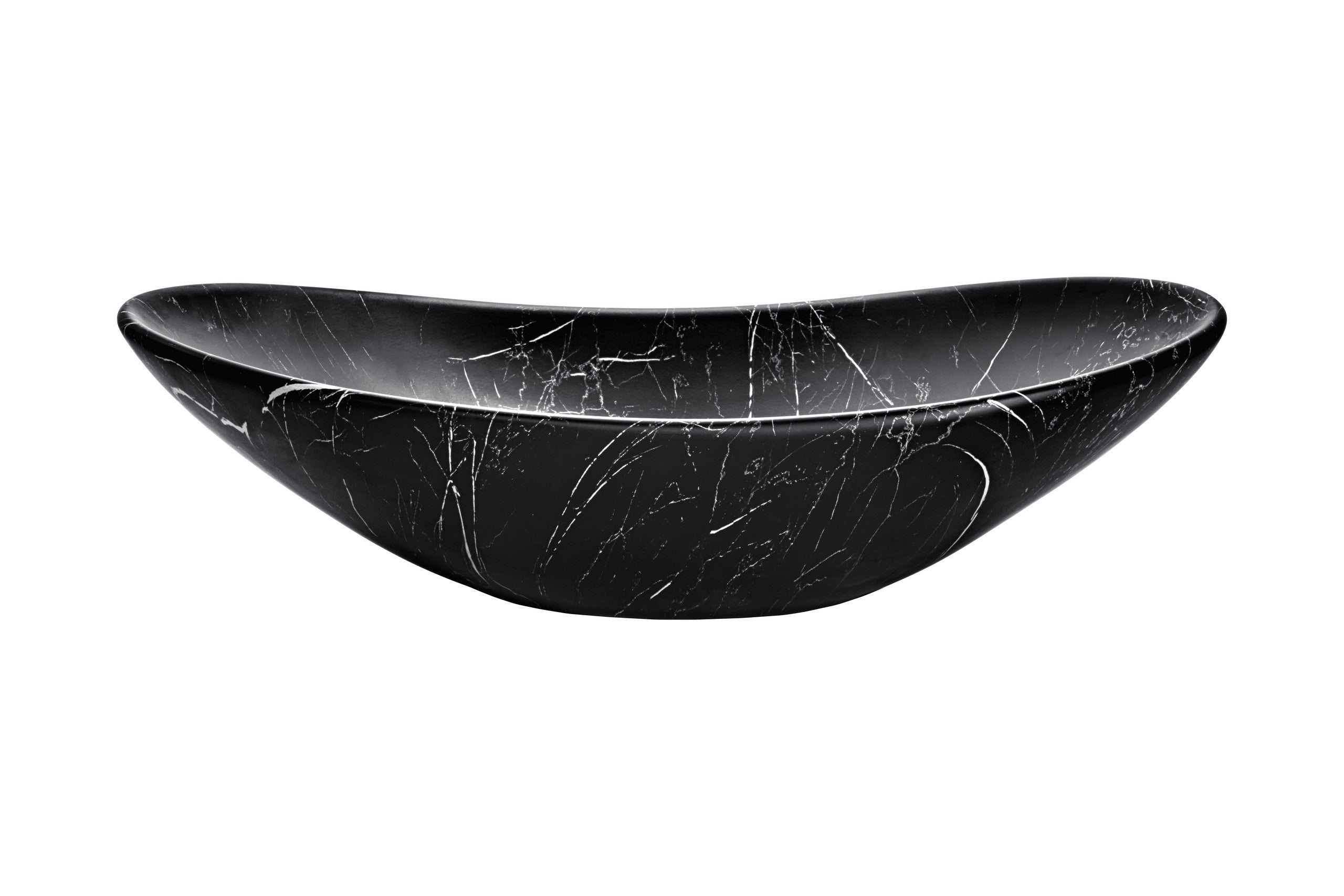 Lena Countertop Basin – Matt Black Marble, 61.5 cm