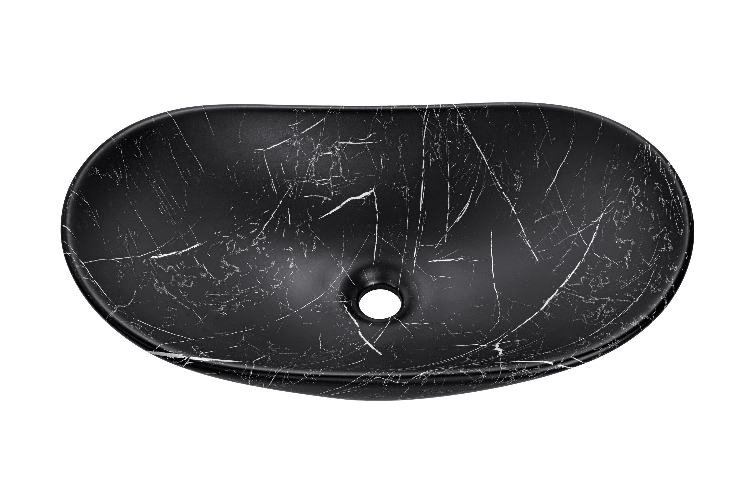 Lena Countertop Basin – Matt Black Marble, 61.5 cm
