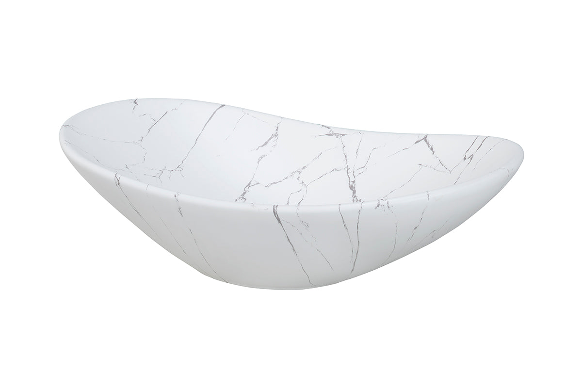 Lena Countertop Basin – Matt White Marble, 61.5 cm