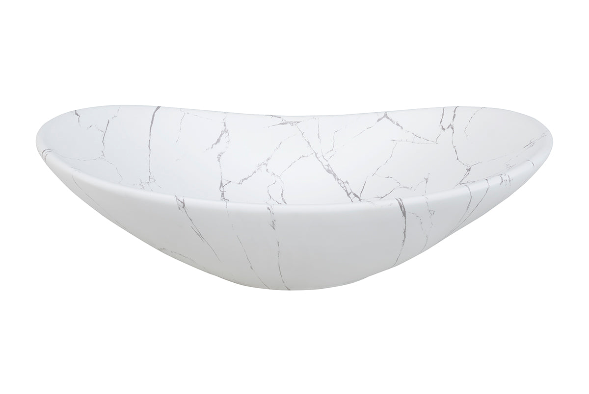 Lena Countertop Basin – Matt White Marble, 61.5 cm