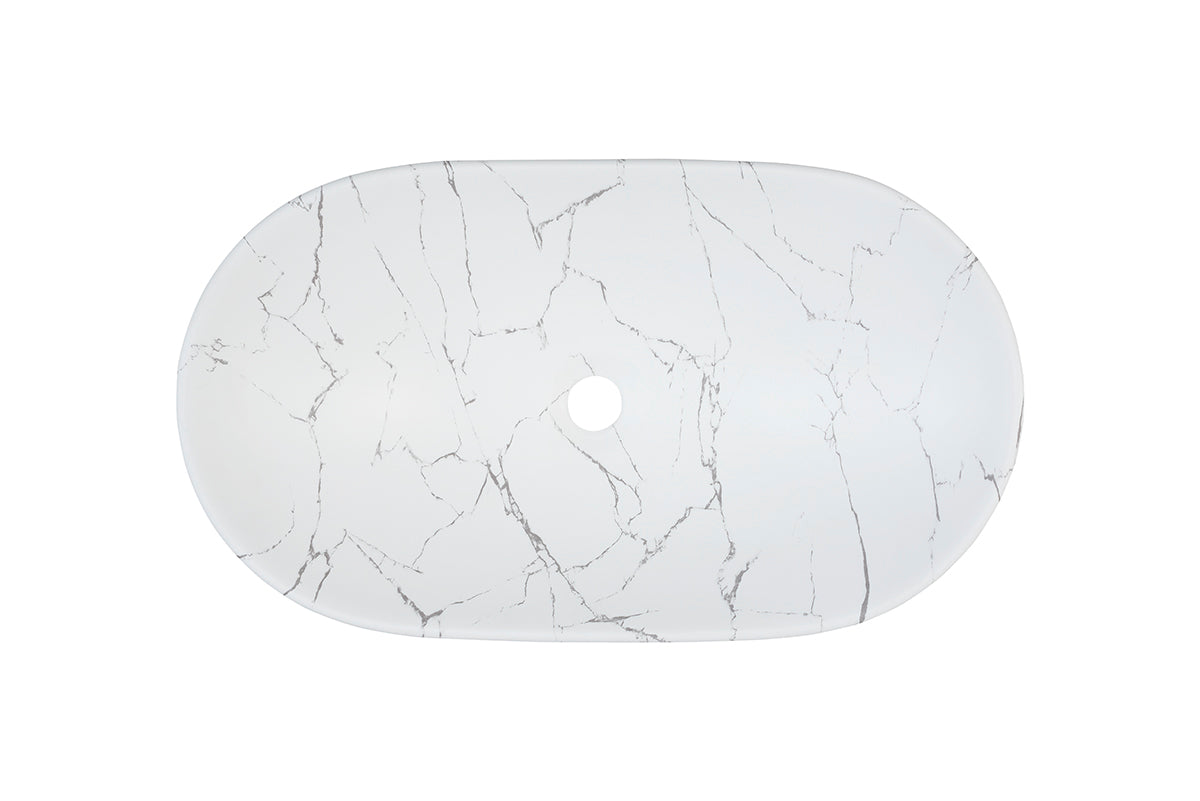 Lena Countertop Basin – Matt White Marble, 61.5 cm