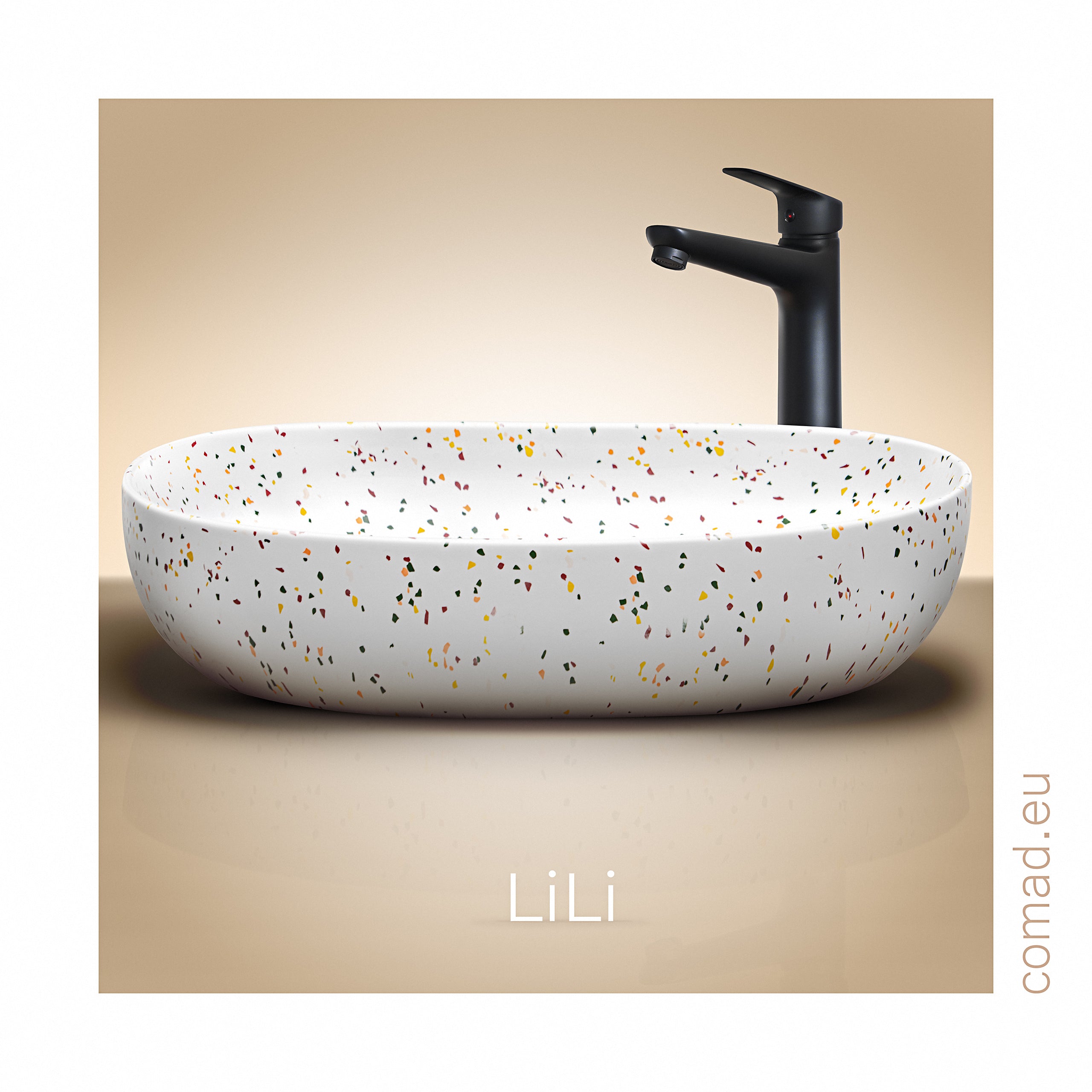 Lili Countertop Basin – Matt Terrazzo, 60 cm