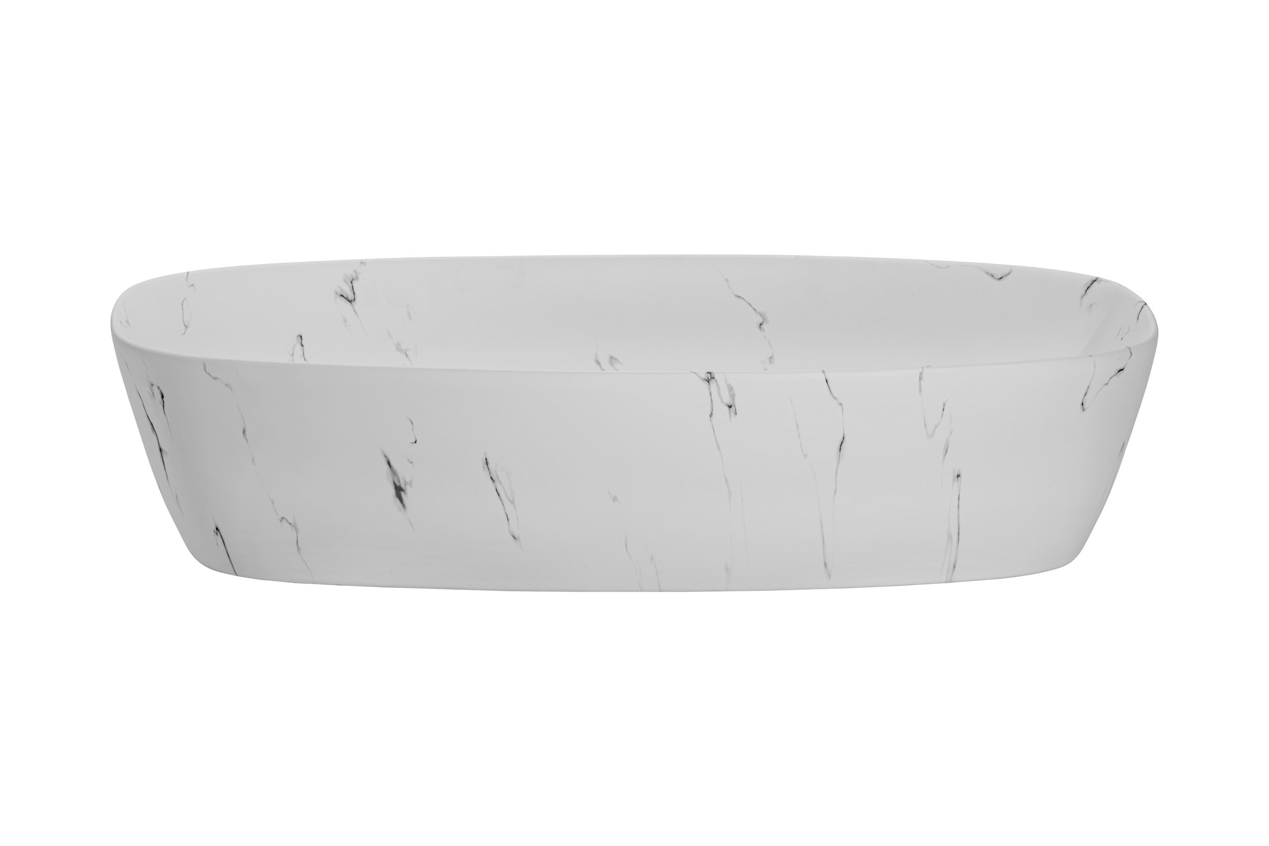Megi Countertop Basin – Matt White Marble, 60 x 38 cm