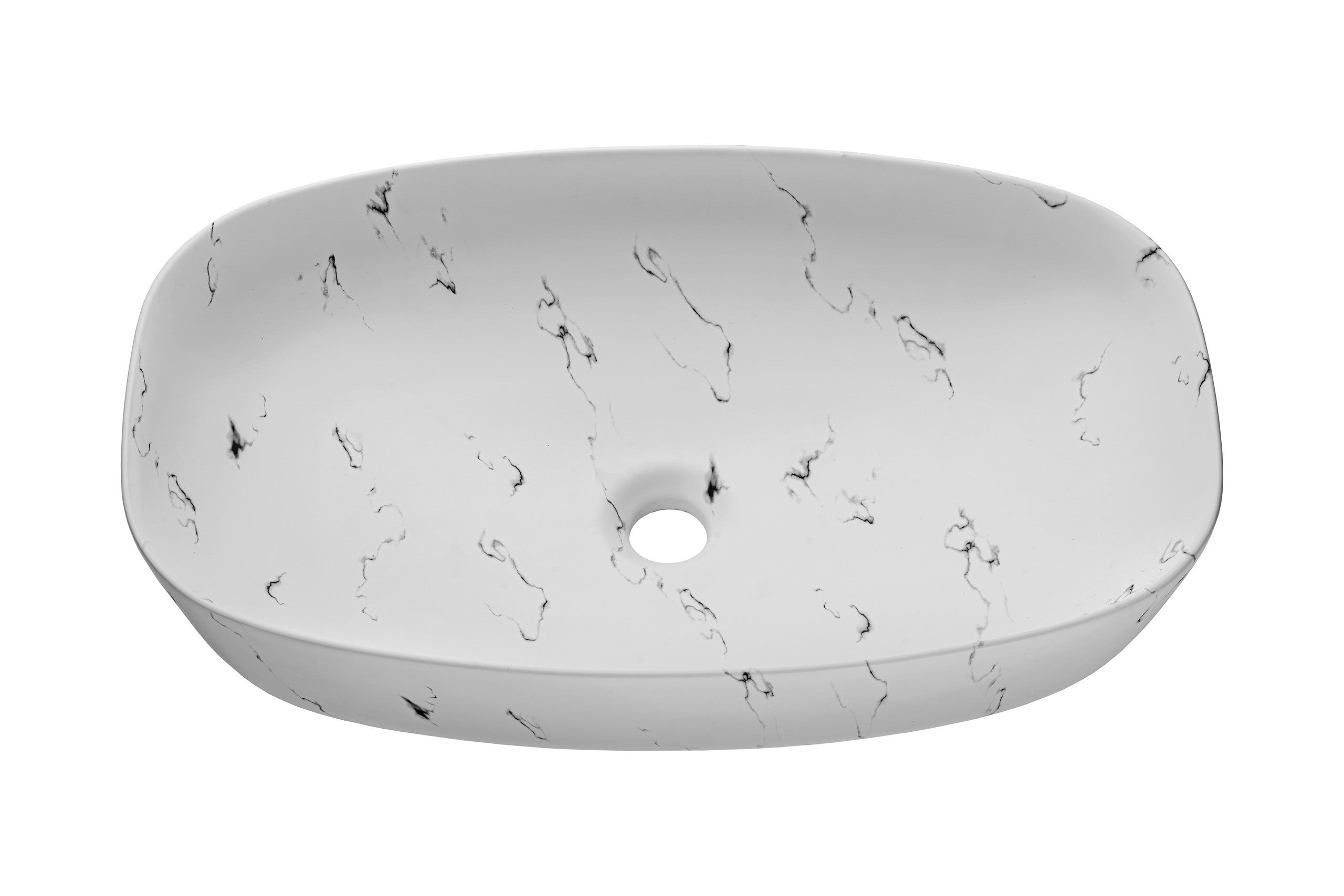 Megi Countertop Basin – Matt White Marble, 60 x 38 cm