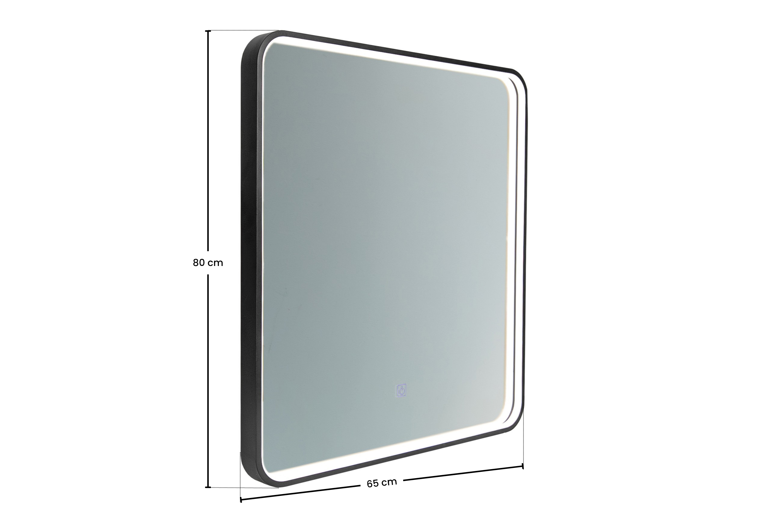 Vega LU LED 65 – Rectangular LED Bathroom Mirror with Black Frame, 65 × 80 cm