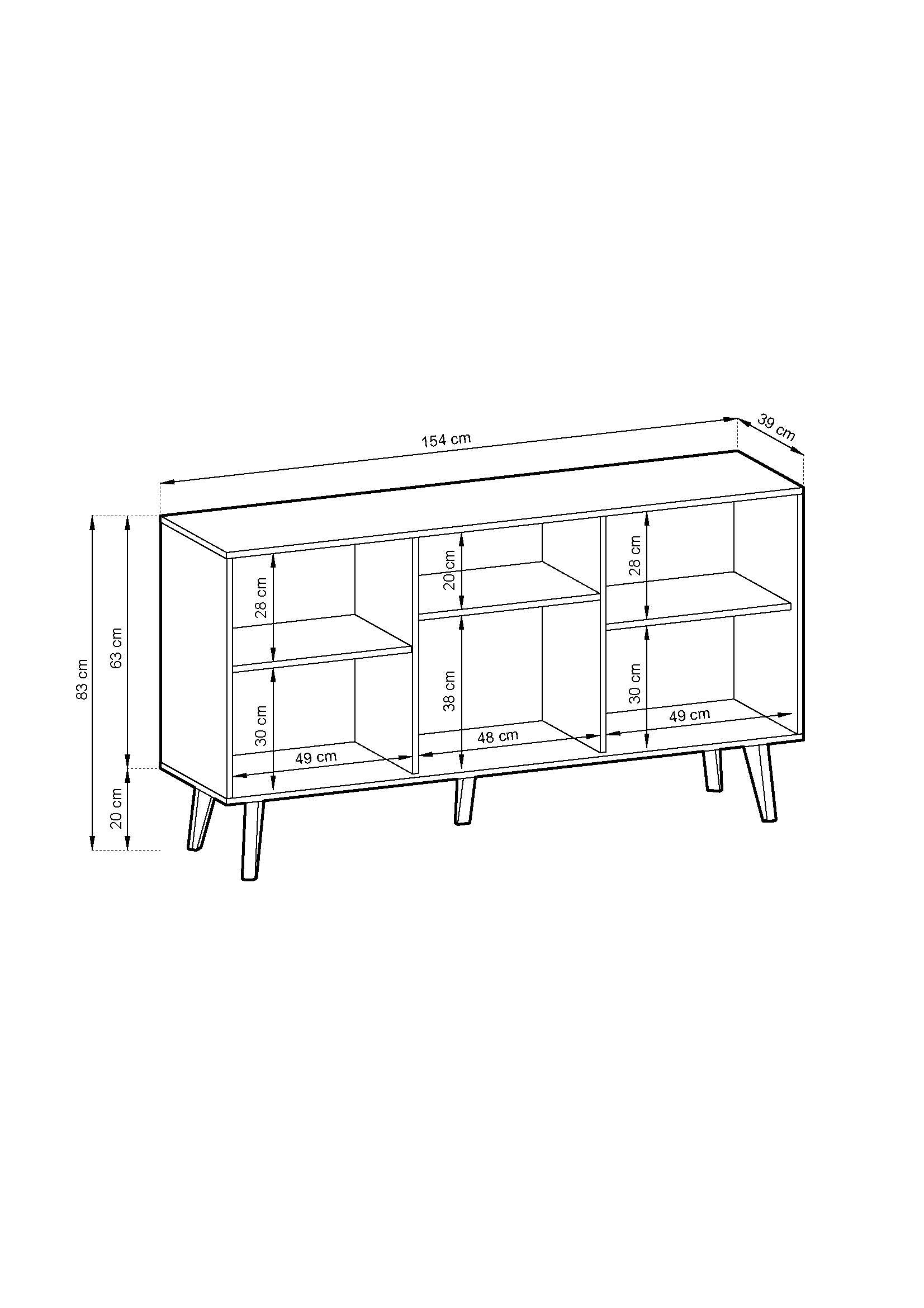Willow Dresser - Chest of Drawers with Three Push to Open System Doors