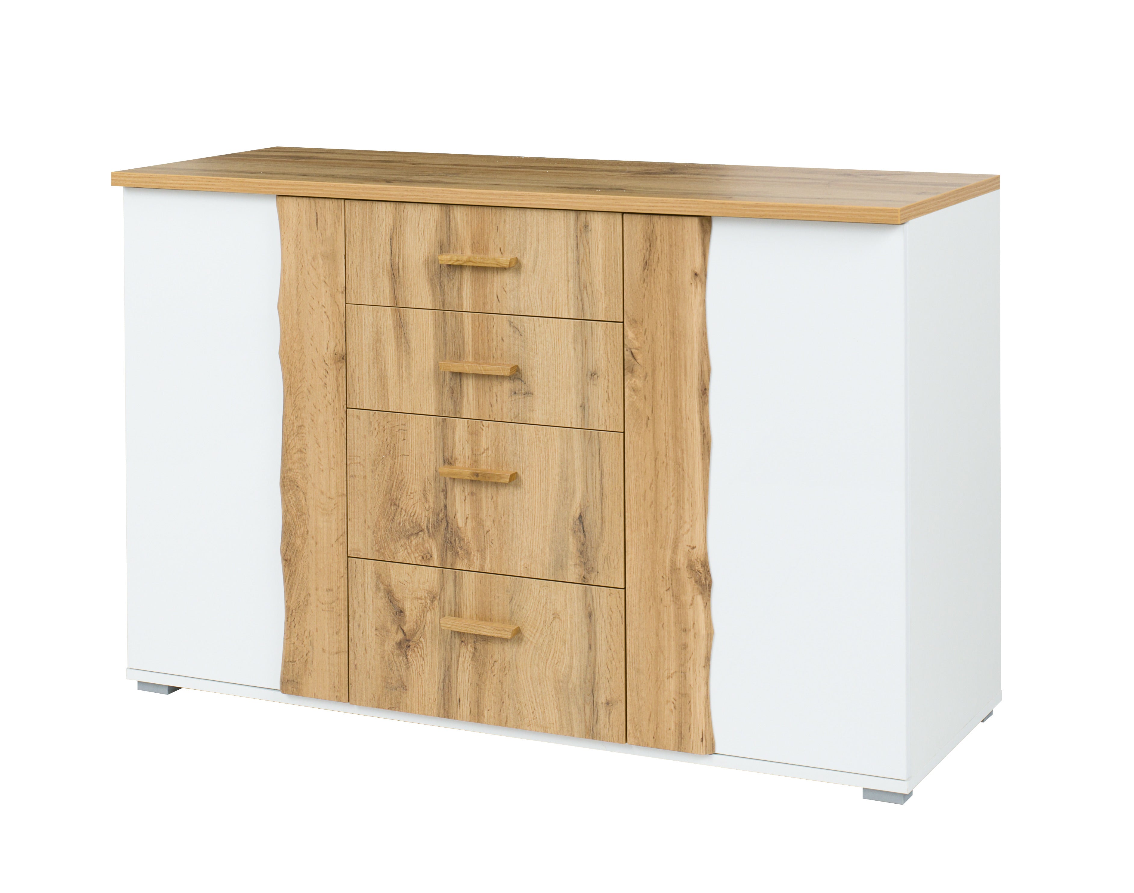 MO Wood 03 Chest of Drawers – White & Wotan Oak